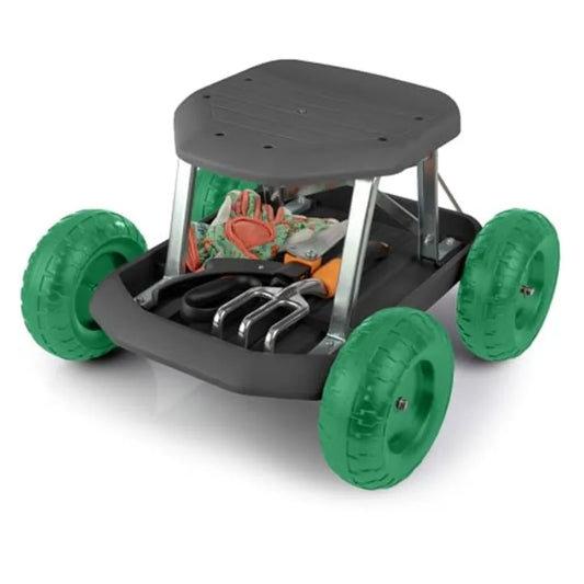 Gardening Stool Rolling Garden Seat With Wheels And Tool Tray