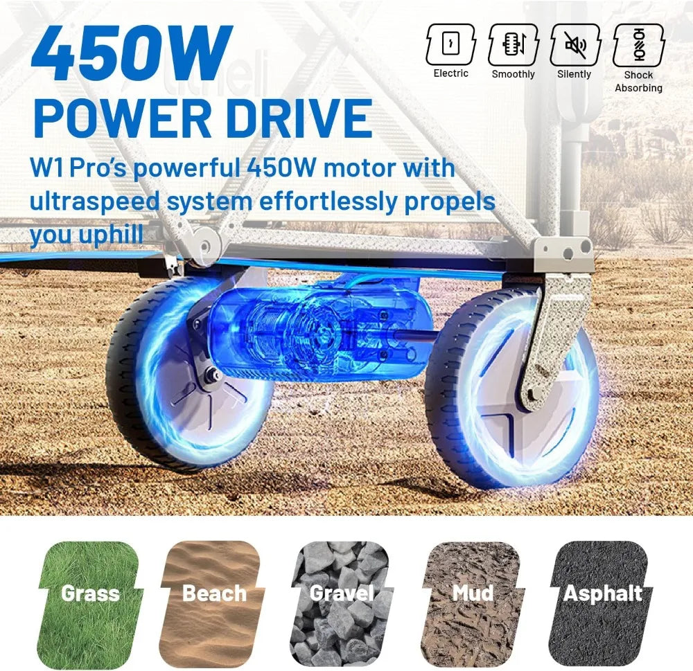Electric Wagon Cart With All Terrain Wheels 200L Capacity