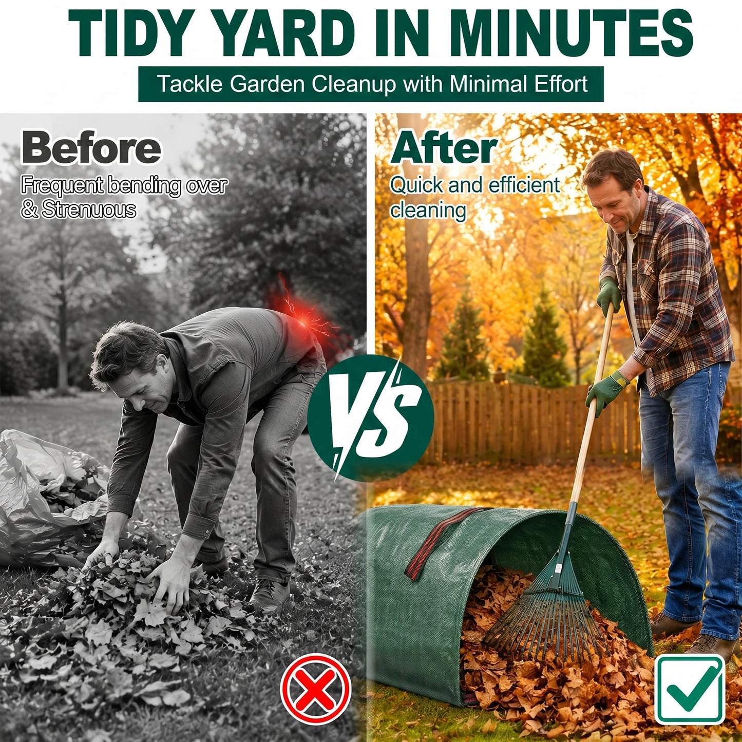 HiMISS 2 Pack Reusable Yard Waste Bags With Gloves