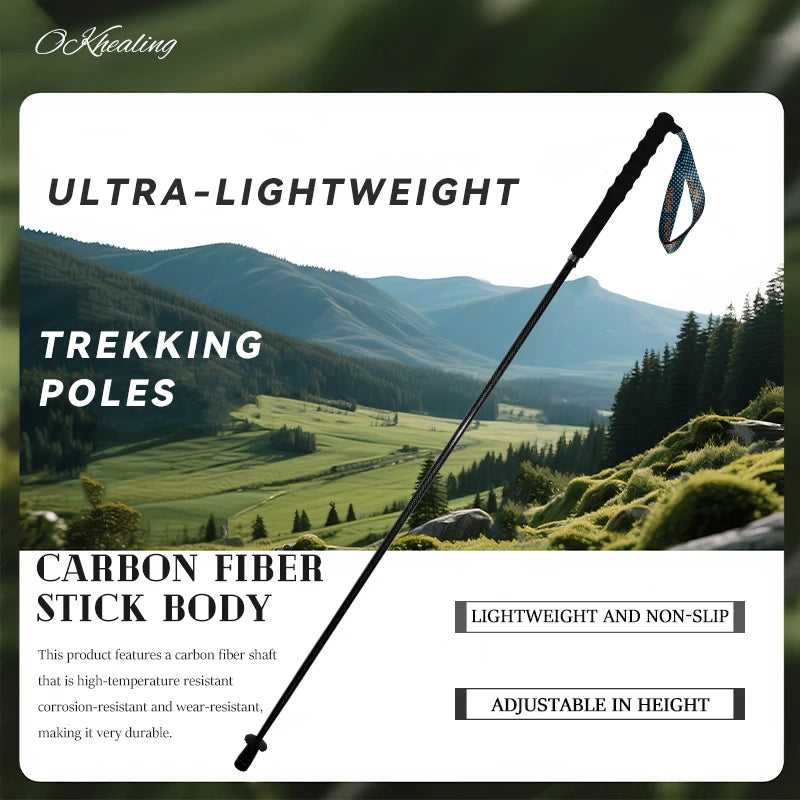 OKHEALING Carbon Fiber Hiking Sticks 2 Pack Telescopic Trekking Poles