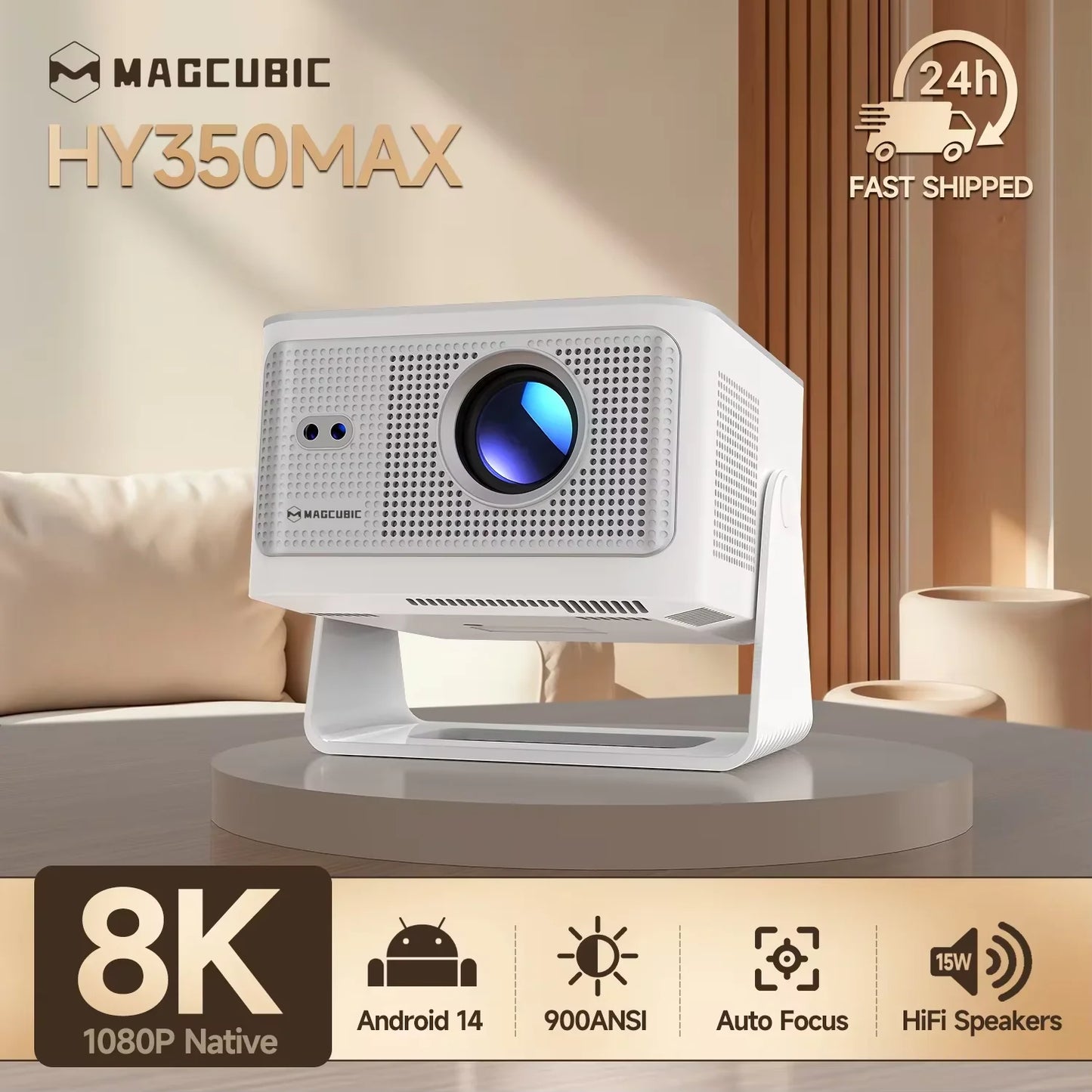 Magcubic Android Projector 900 ANSI Native 1080P Auto Focus 8K WiFi 6 BT 5.4