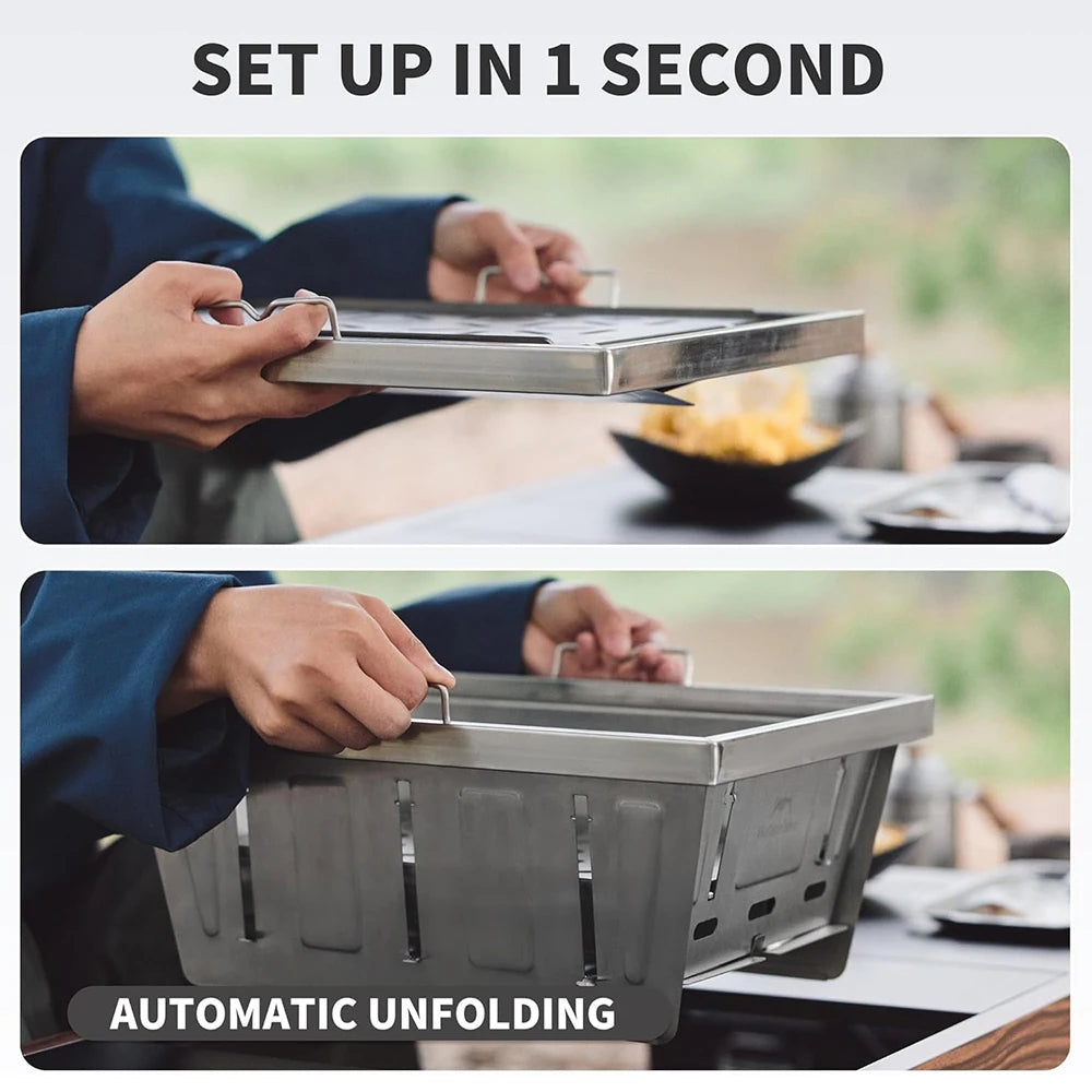 Naturehike Charcoal Grill for IGT Table Portable Folding BBQ Rack with Tongs