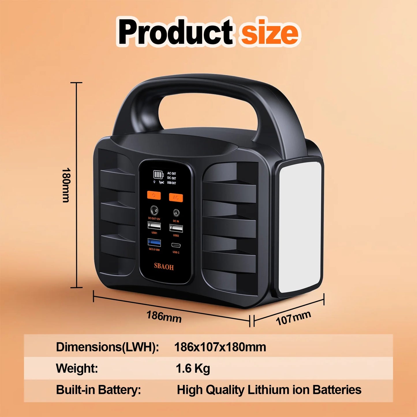 SBAOH Portable Power Station 155Wh Generator With USB C PD