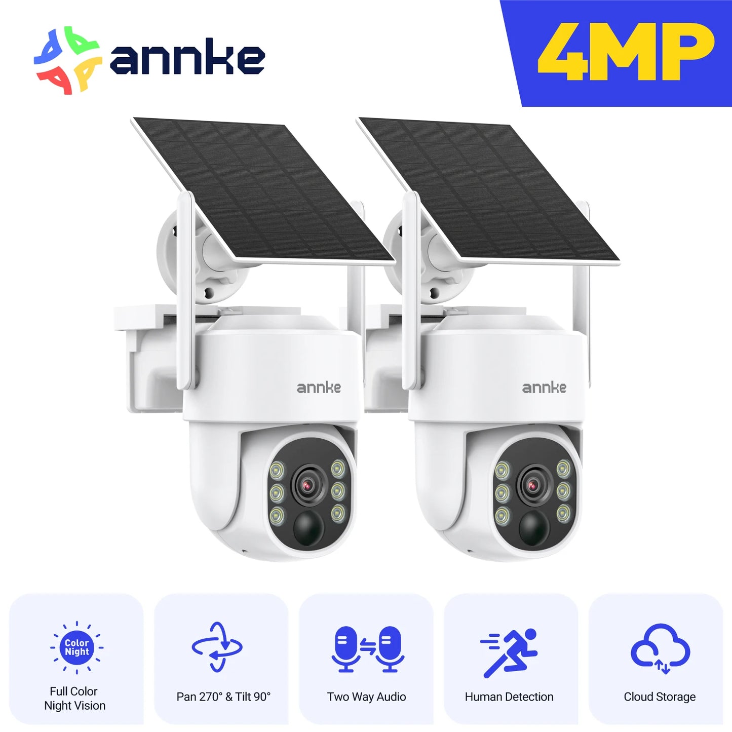 ANNKE 4MP Solar Wireless Outdoor Security Camera With WiFi 6