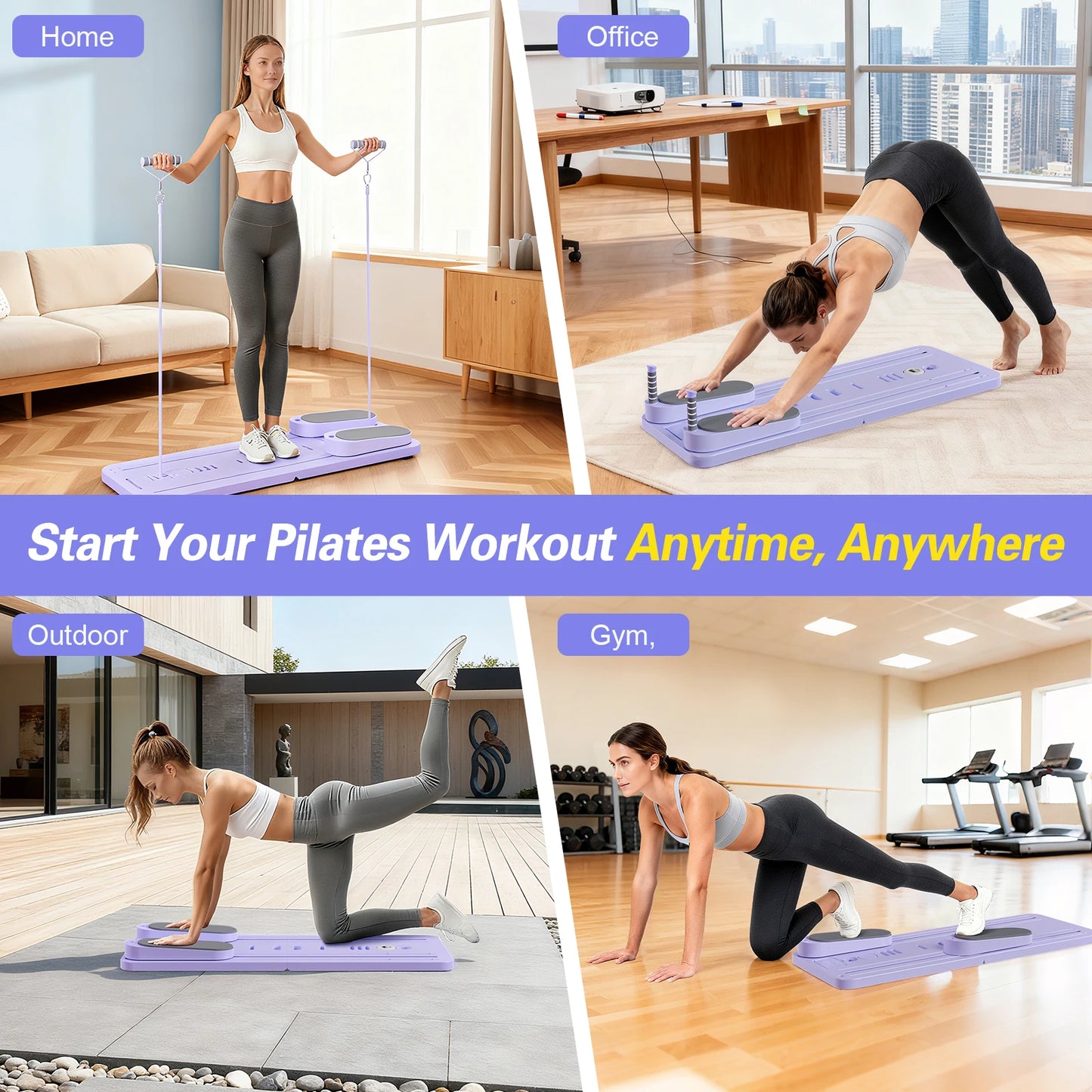 Foldable Pilates Bar Ab Board Core Trainer for Full Body