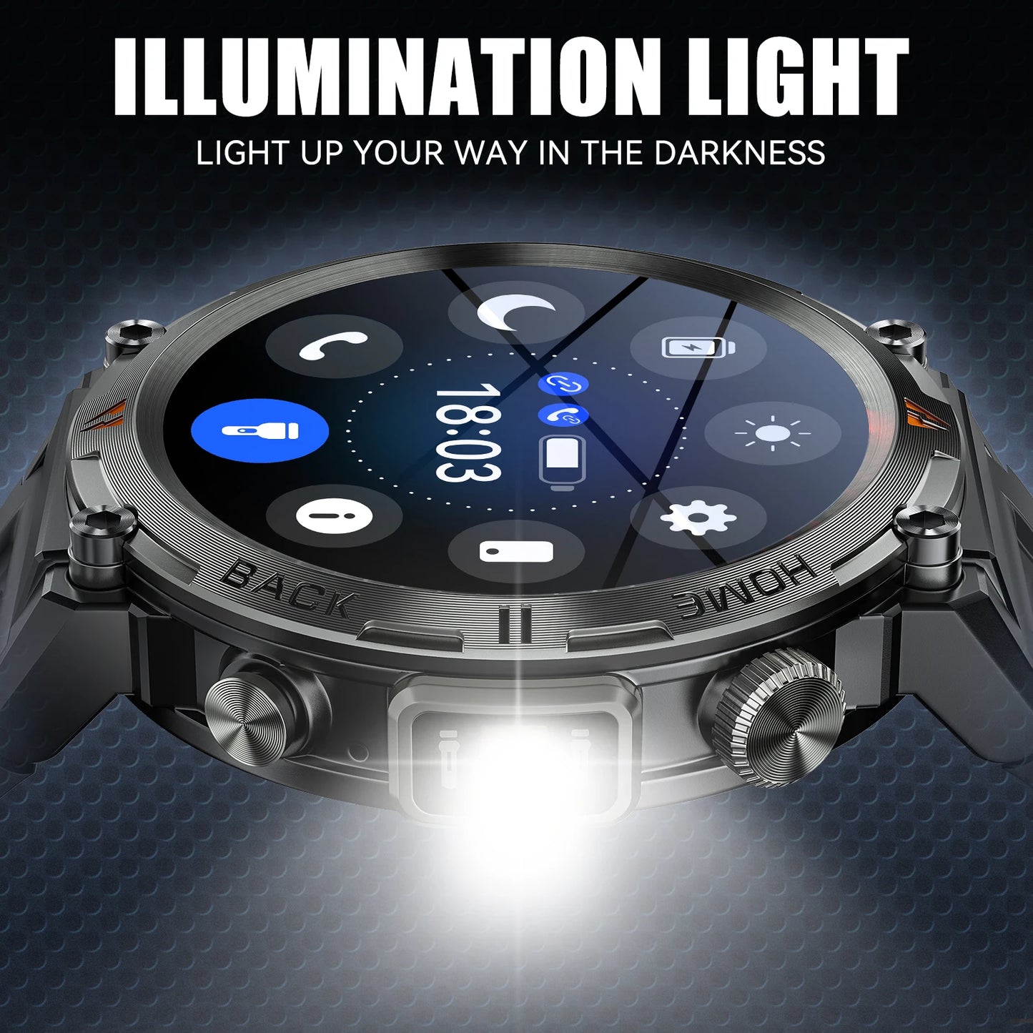 LaNikar KE3 Smart Watch Bluetooth Call Health Monitor With Flashlight