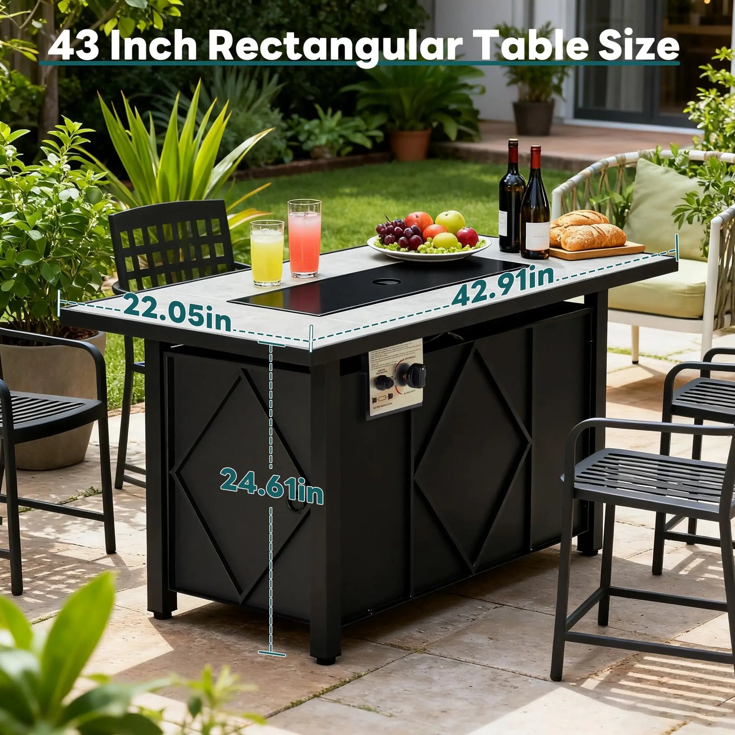 JHK Outdoor Propane Fire Pit Table 50000 BTU CSA Certified