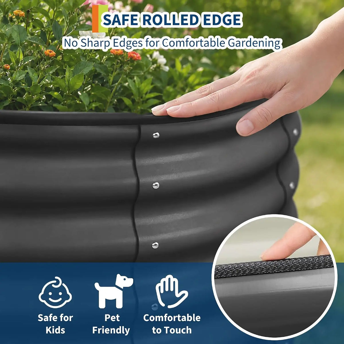 Tacleekii 4.5X2X1.5FT Oval Raised Garden Bed, Large Planter Box for Outdoor Gardening 2 Pack Raised Bed for Gardening Outdoor, Galvanized Steel Garden Bed Kit for Vegetable, Backyard Growing