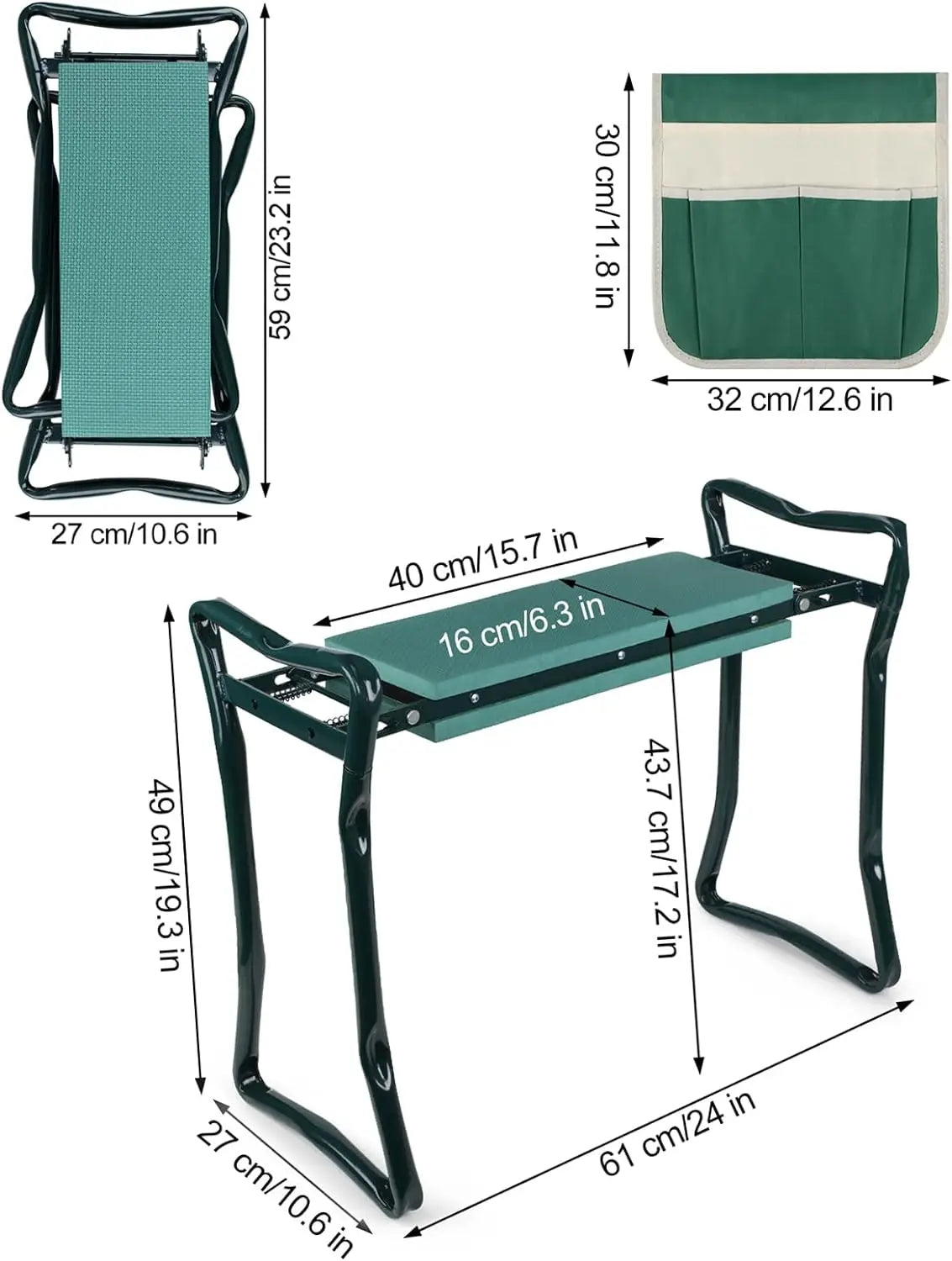 Garden Kneeler And Seat Upgraded Folding Bench Portable With Foam