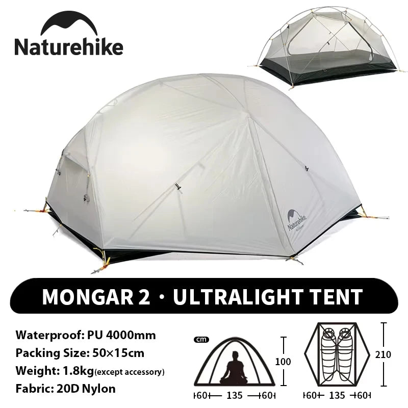 Naturehike Mongar 2 Person Backpacking Tent Ultralight Waterproof