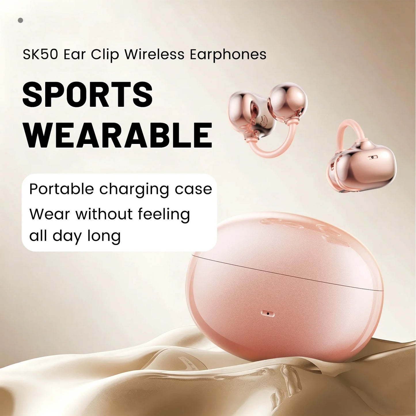 SHUKE Open Ear Clip Headphones Wireless Bluetooth 6.0 With Microphone