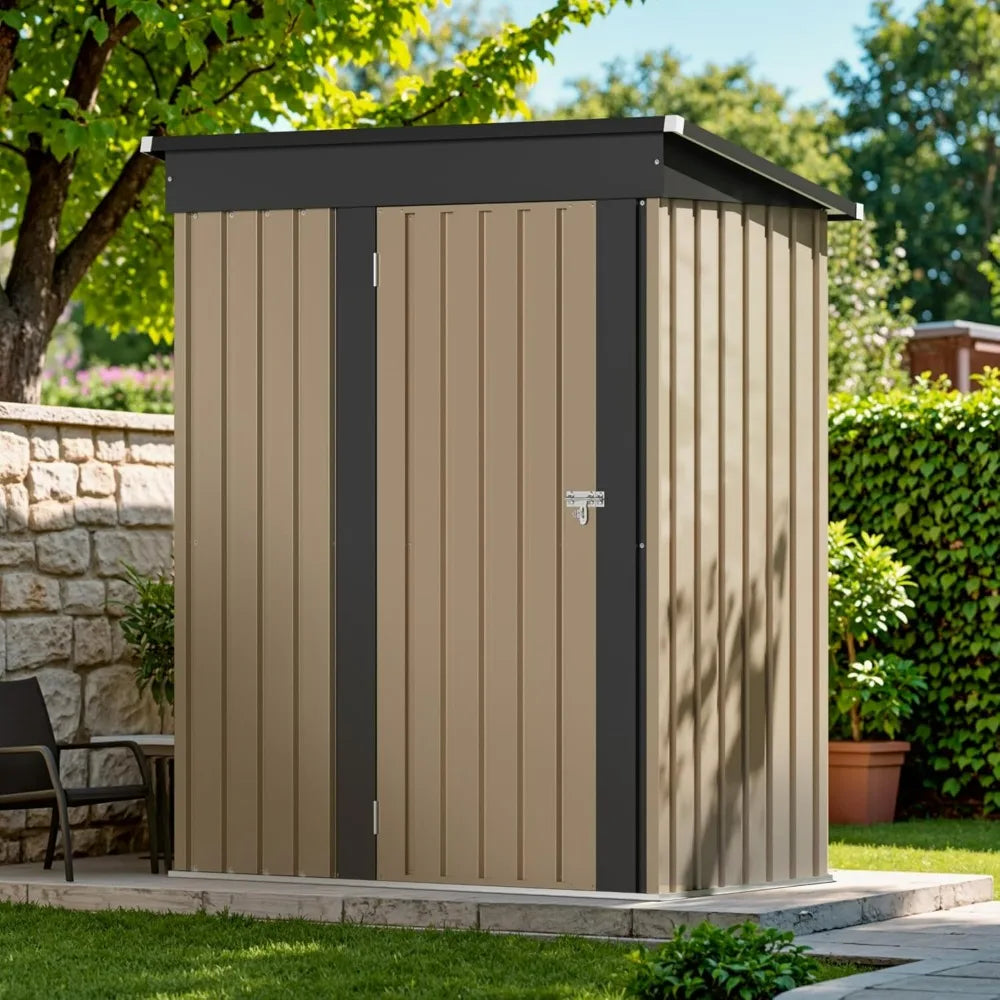 Devoko Outdoor Storage Shed Lockable Metal Garden Shed With Single Door