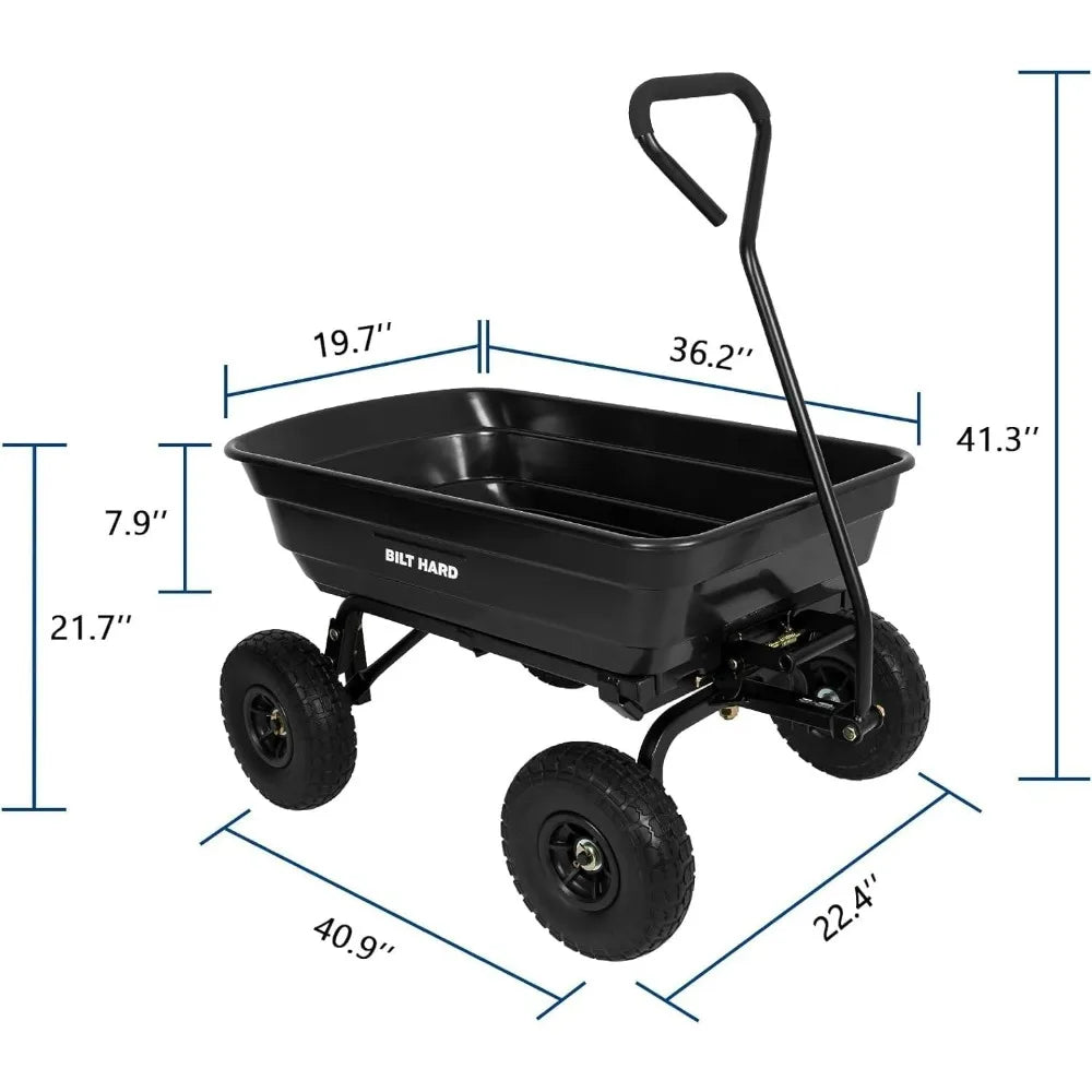BILT HARD Yard Dump Cart No Flat Tires 600lb Capacity