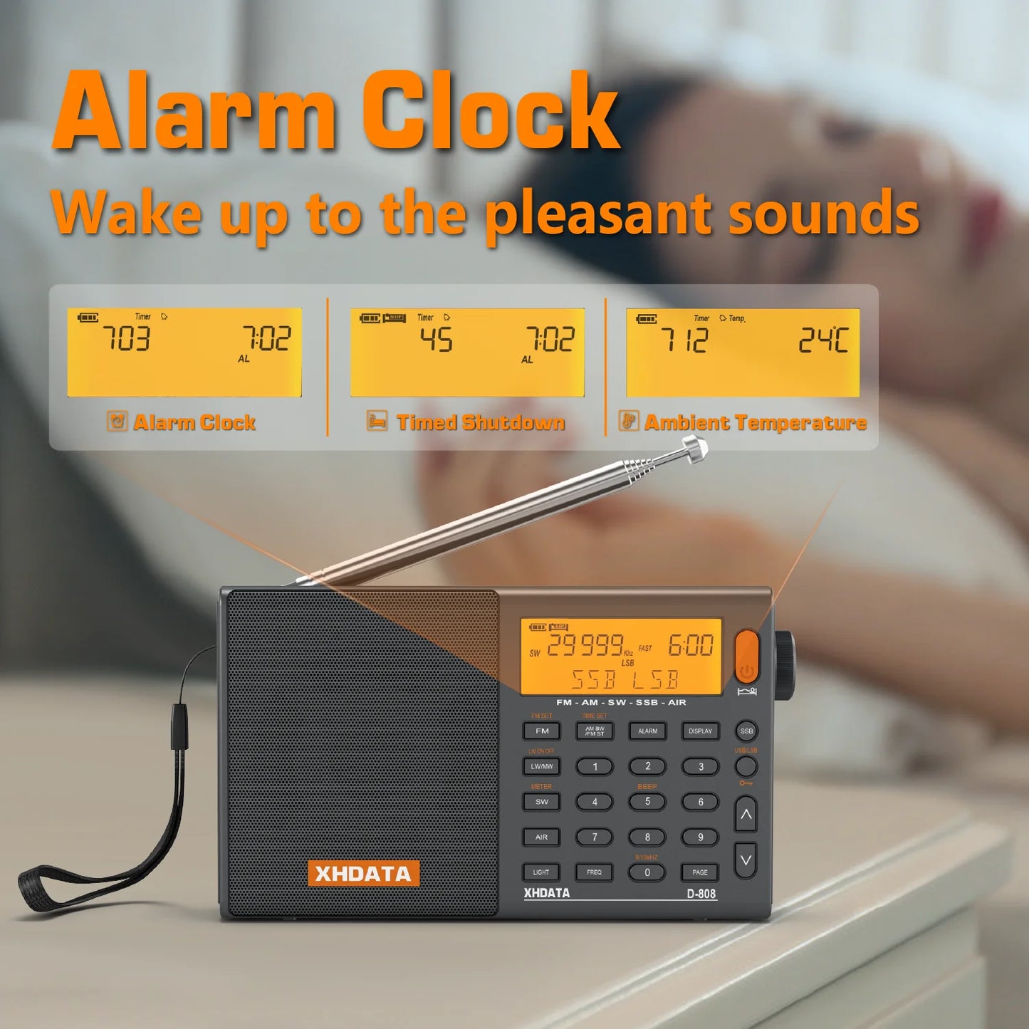 Xhdata Rechargeable Full Band Portable Radio AM FM SSB Air