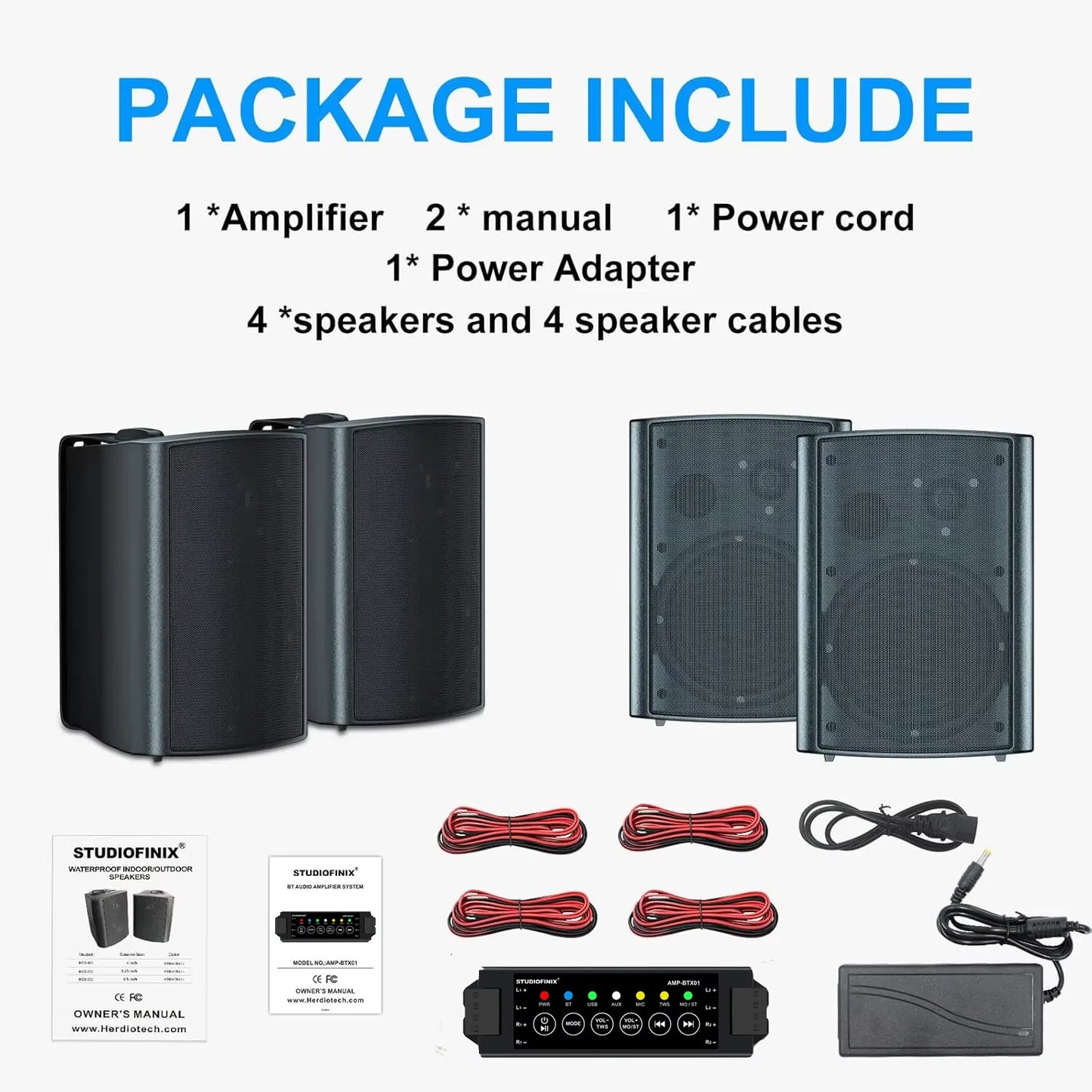 STUDIOFINIX Outdoor Bluetooth Speaker 800W Waterproof Wall Mount Loudspeaker