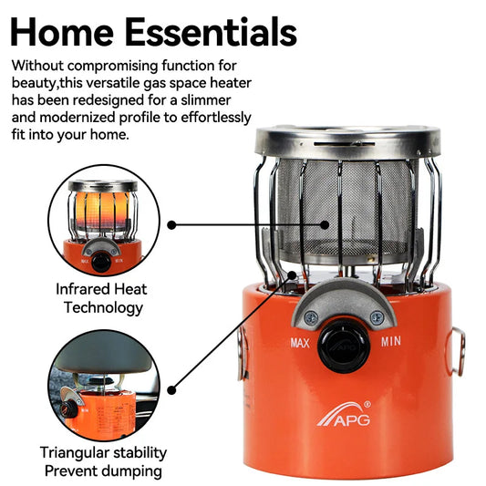 2 In 1 Portable Propane Heater Stove Outdoor Camping