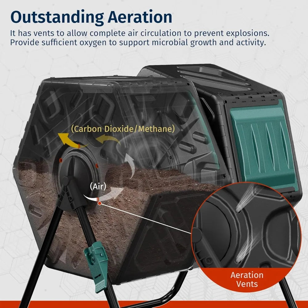 Dual Chamber Outdoor Compost Tumbler With Aeration And Locking System