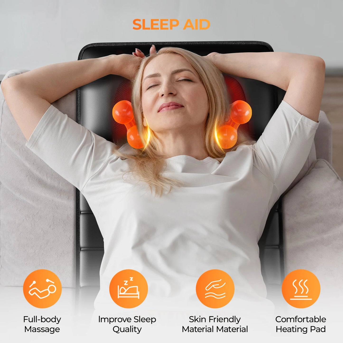 HOMEMASSA Shiatsu Full Body Massage Mat With Heat 10 Motors