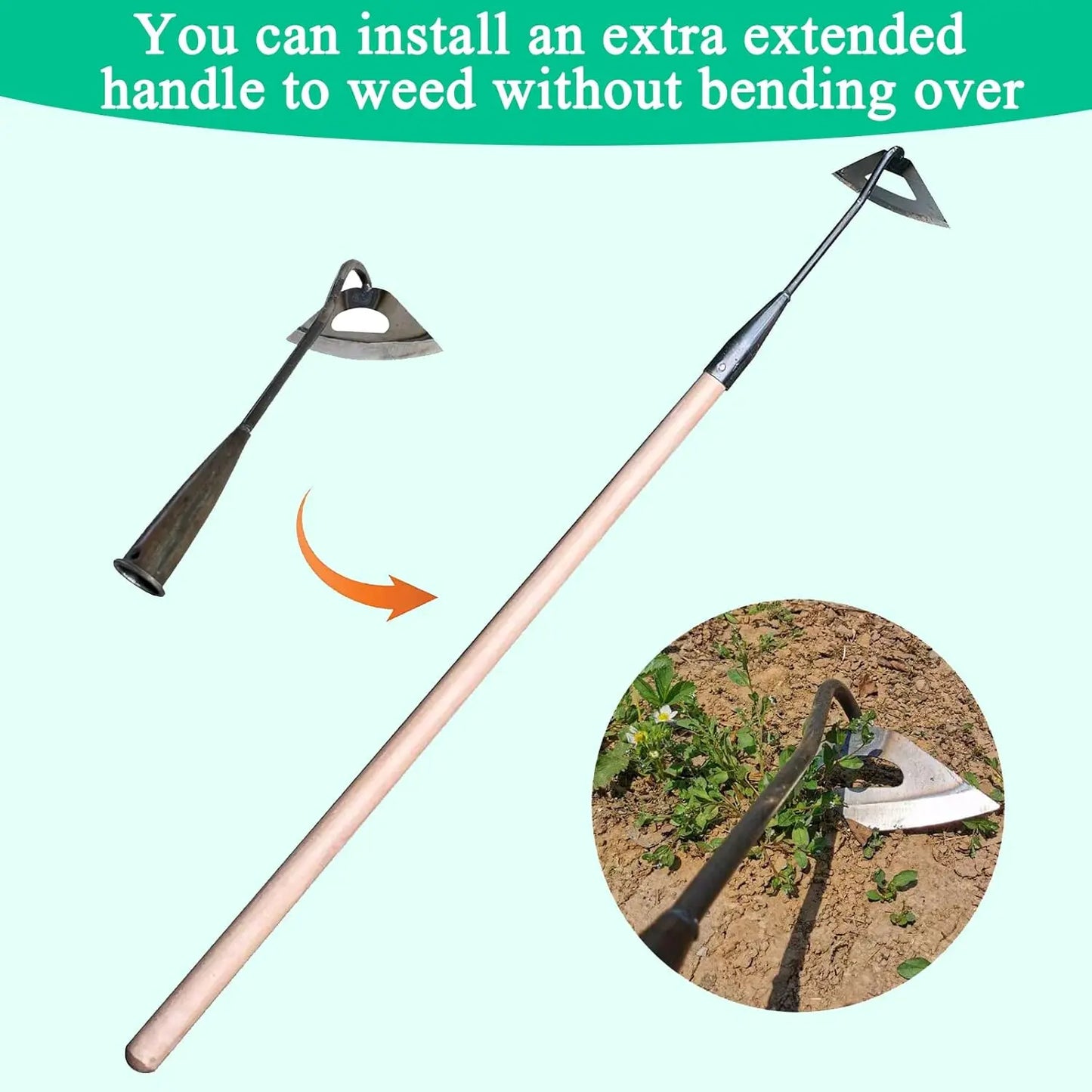 All Steel Hollow Garden Hoe Sharp Weeding Tool For Soil Loosening