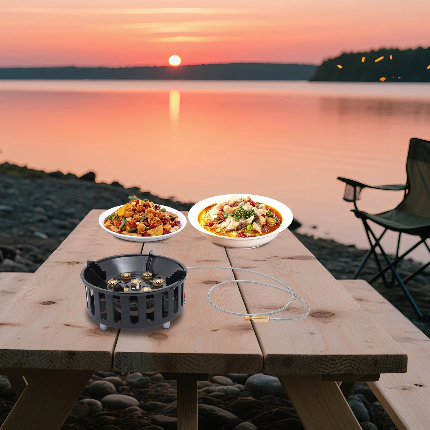 Portable Butane Propane Camping Stove With Adapters For Outdoor Cooking