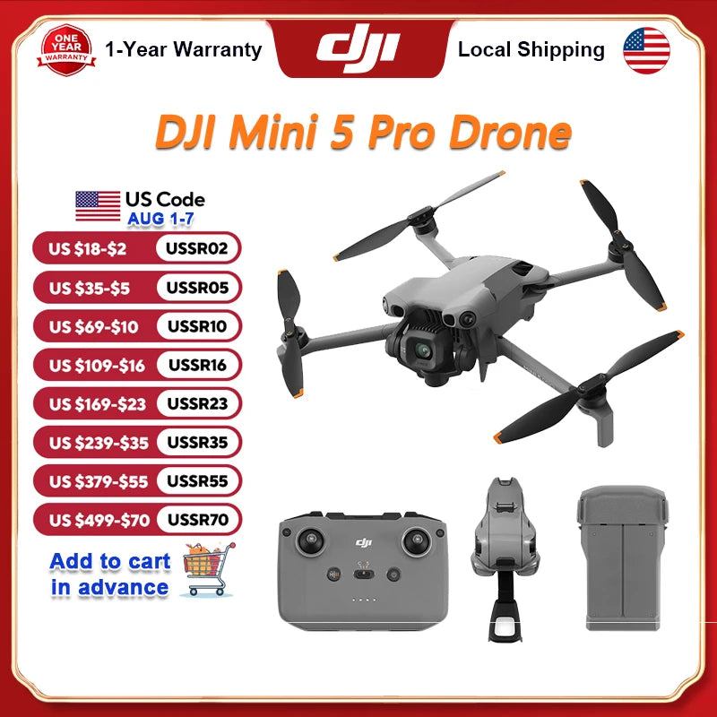 DJI Mini 5 Pro Drone Featuring 1Inch CMOS 4K Sensing