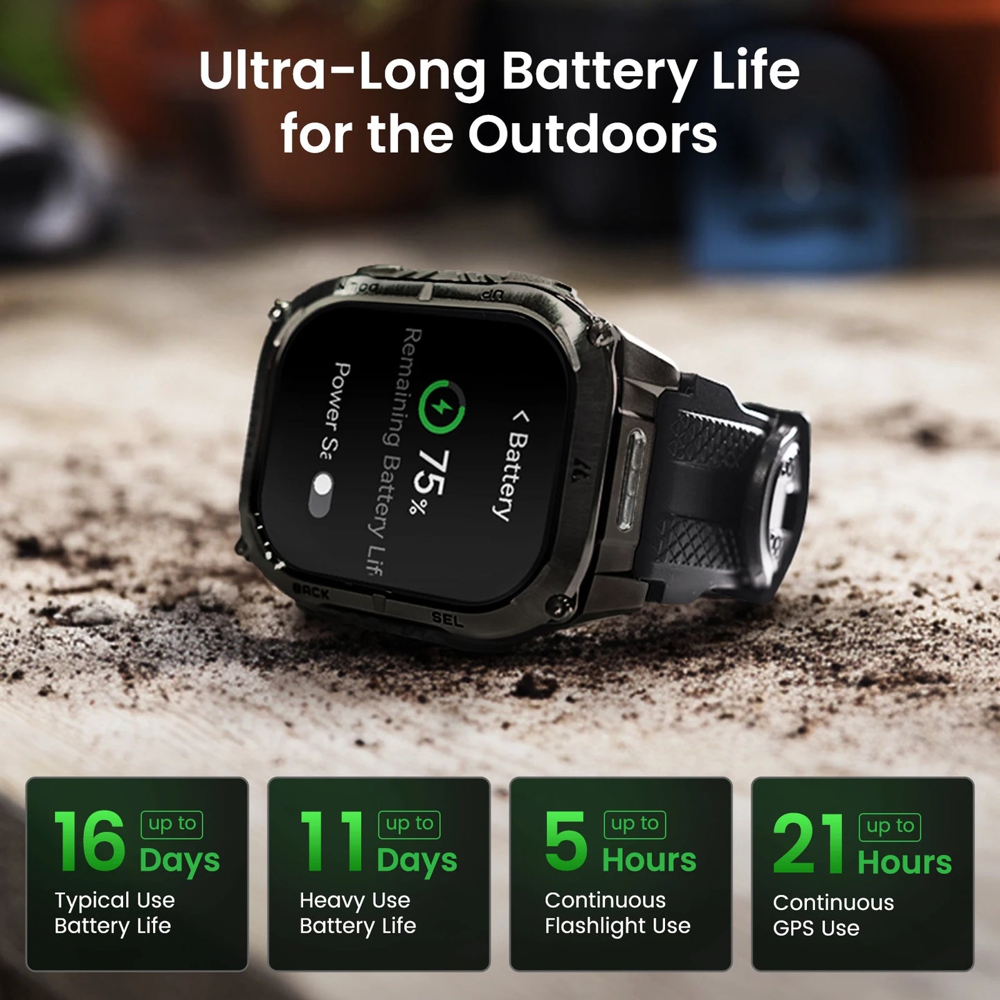 KOSPET Tank M4C Rugged Military GPS Smartwatch With Flashlight