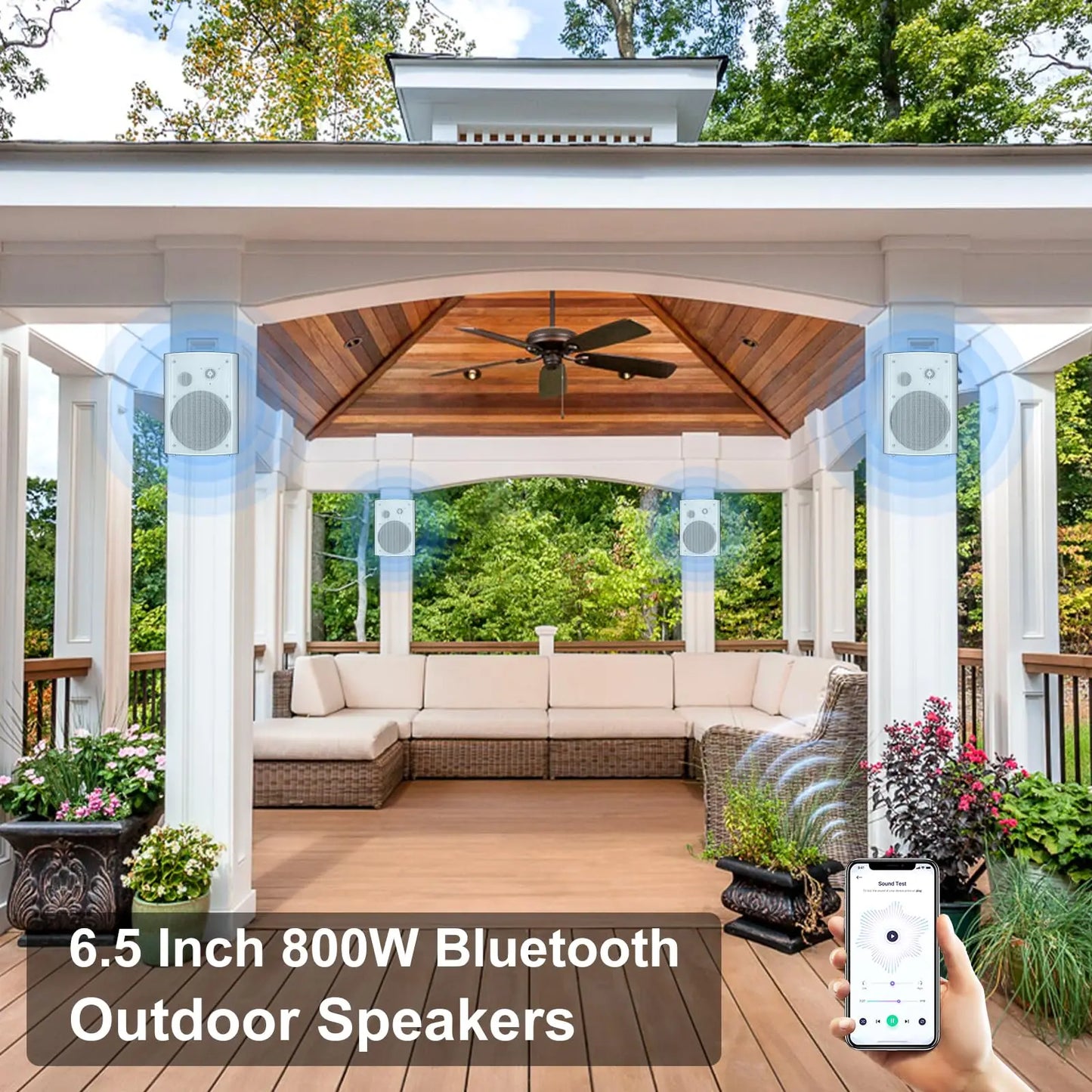 STUDIOFINIX Outdoor Bluetooth Speaker 800W Waterproof Wall Mount Loudspeaker