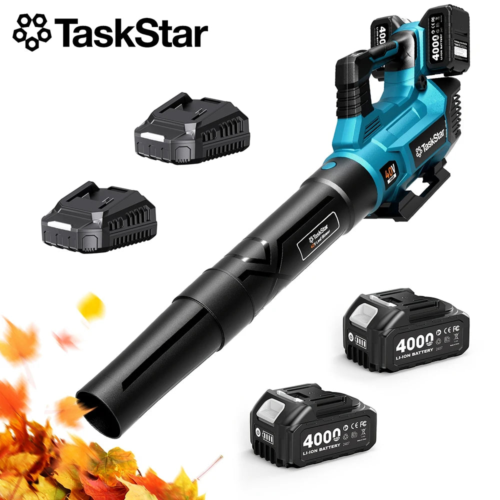 TaskStar Cordless Leaf Blower 40V Three Speed with Two Batteries
