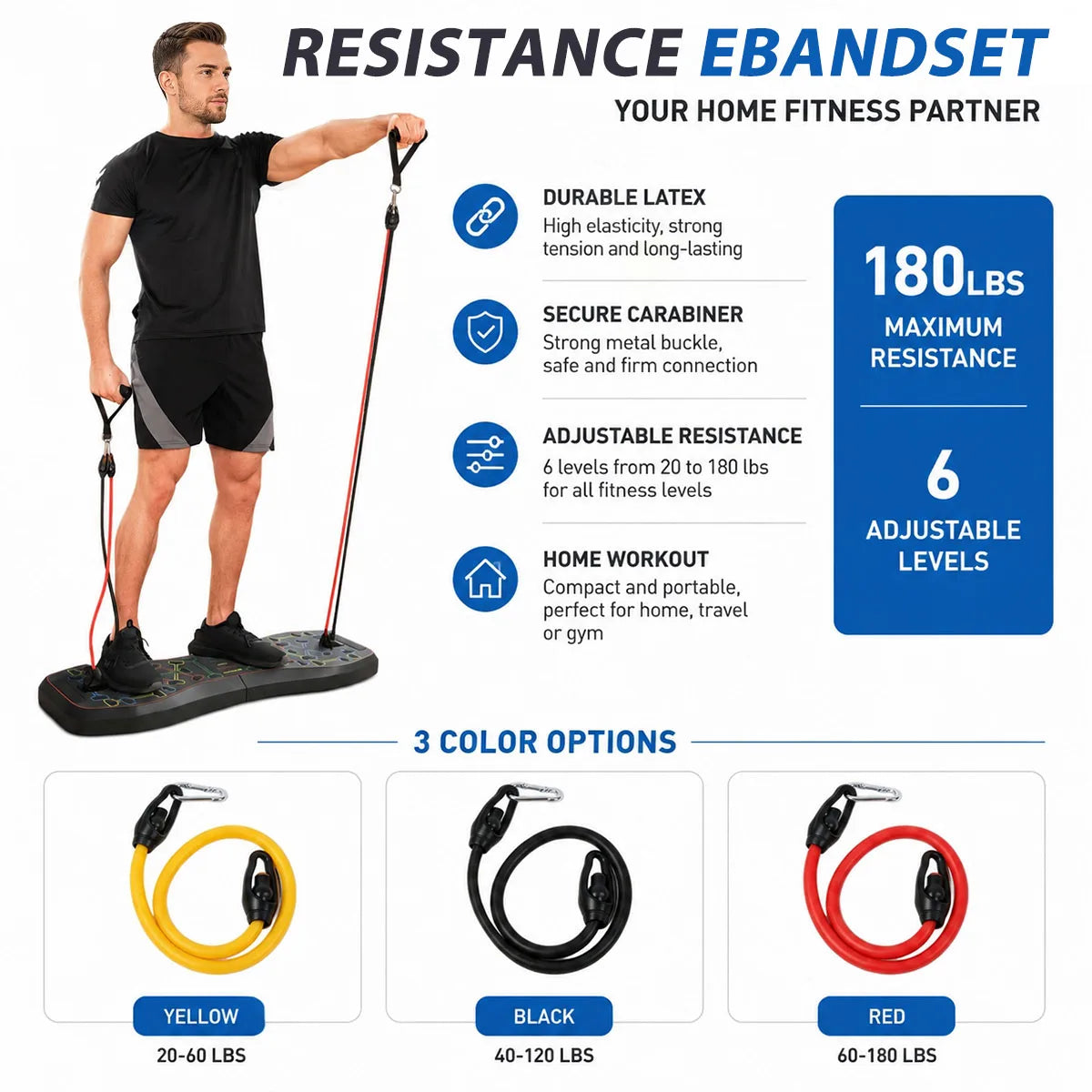 20 in 1 Portable Home Gym Workout Set Foldable Push Up Board with Resistance Bands Pilates Bar Ab Roller Hand Grip Trainer Full Body Fitness Equipment for Home Travel Exercise