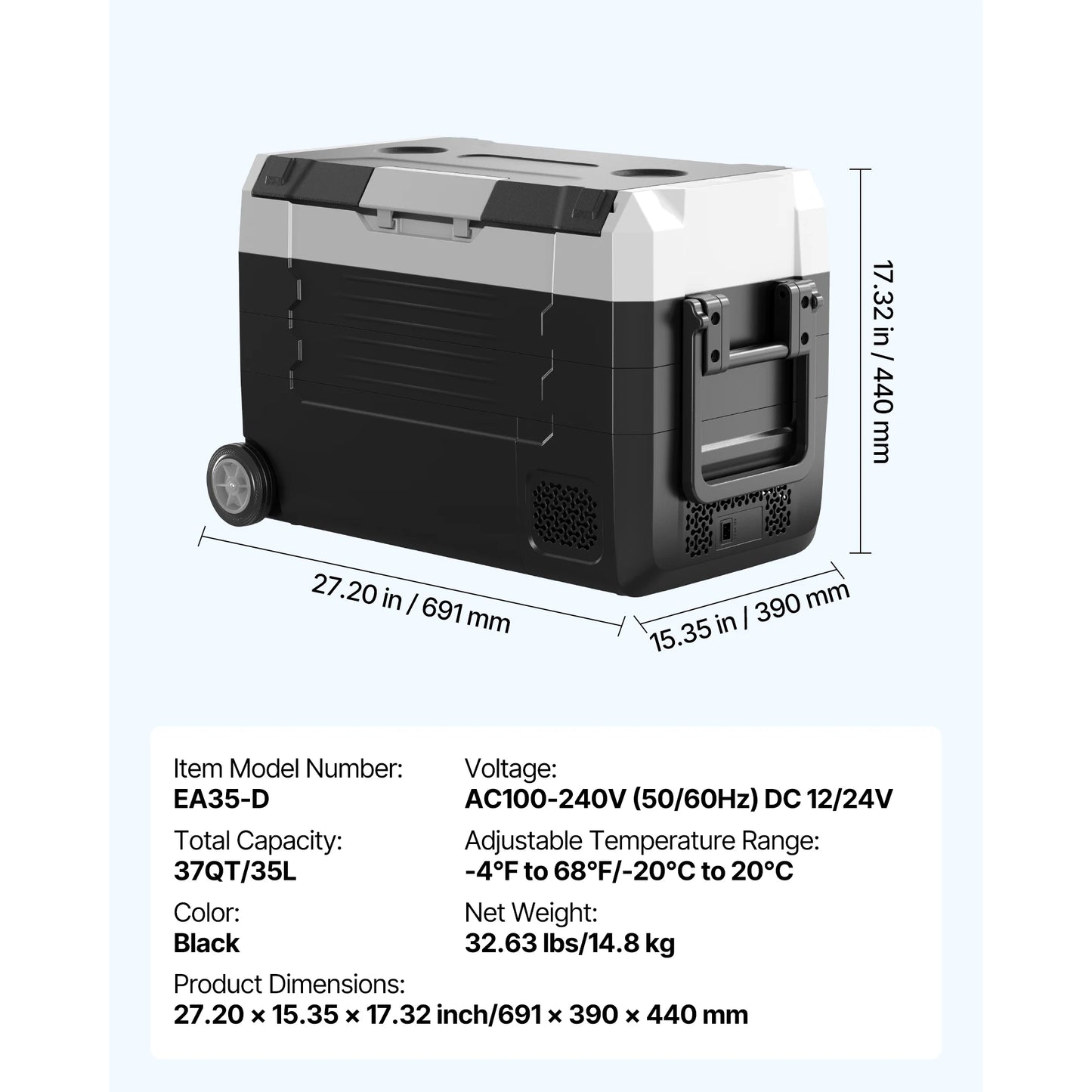 SucceBuy 35L 45L 55L Portable Foldable Handle Car Refrigerator with Wheel -4°F to 68°F Truck Refrigerator with APP Control Compressor Freezer for Camping Picnics Car Home Traval