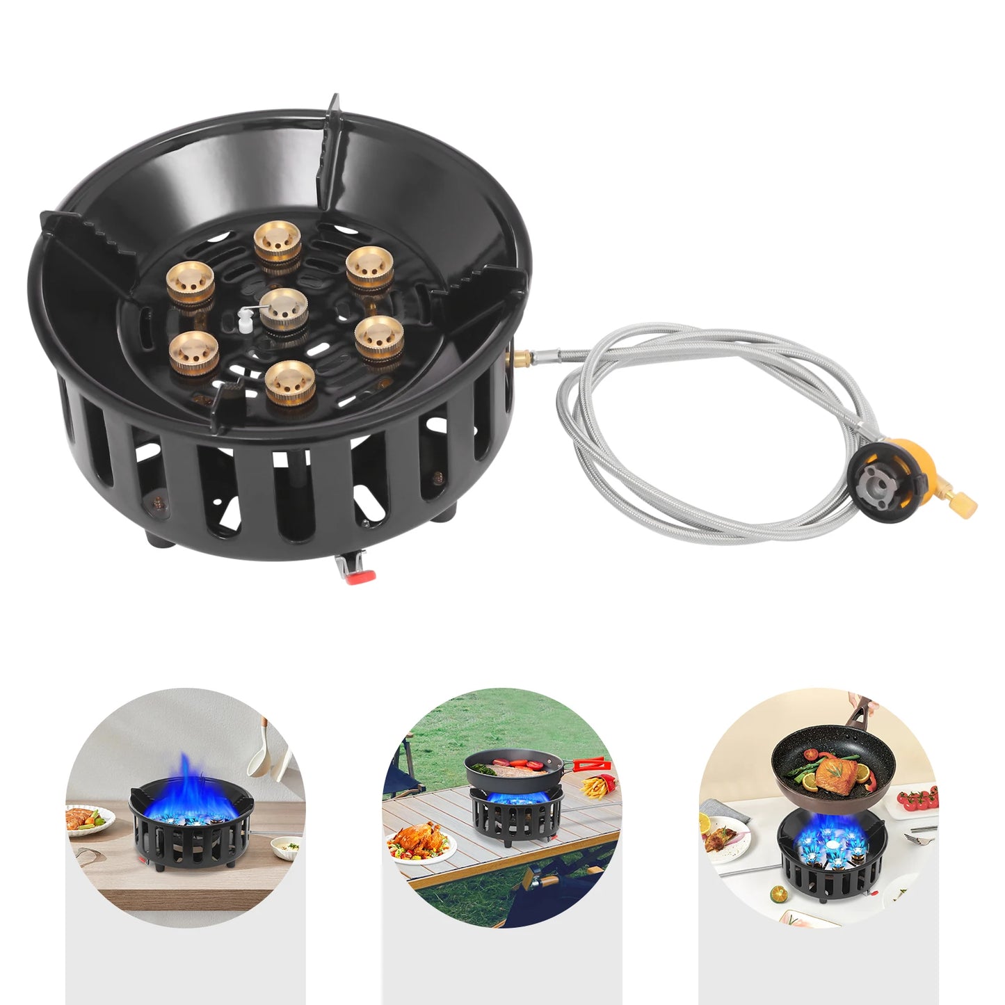 Portable Butane Propane Camping Stove With Adapters For Outdoor Cooking