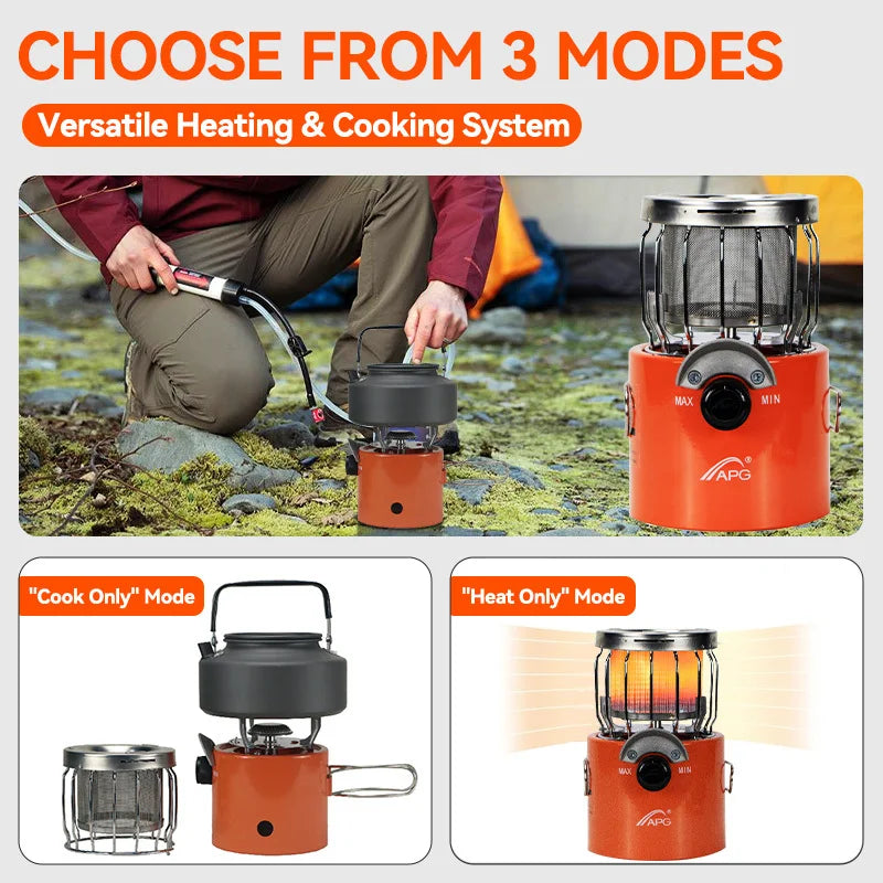 2 In 1 Portable Propane Heater Stove Outdoor Camping