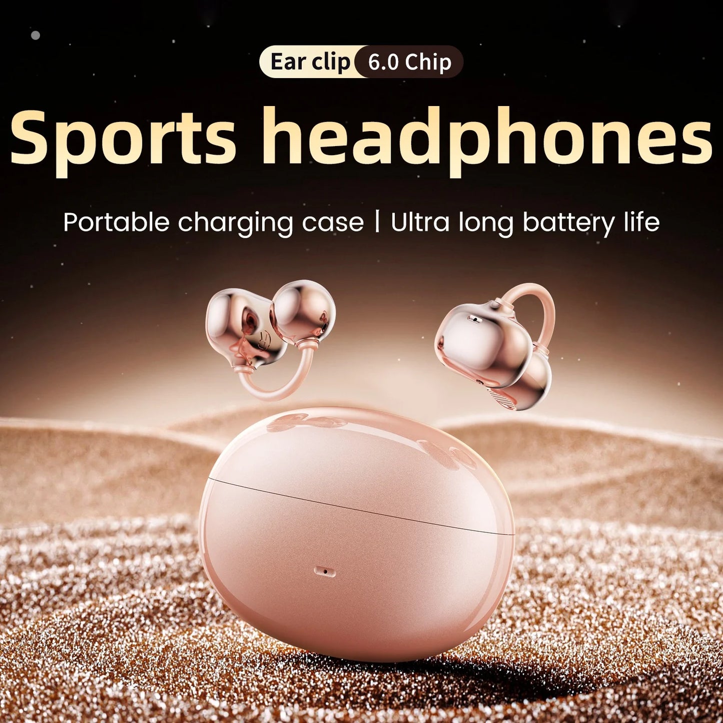 SHUKE Open Ear Clip Headphones Wireless Bluetooth 6.0 With Microphone