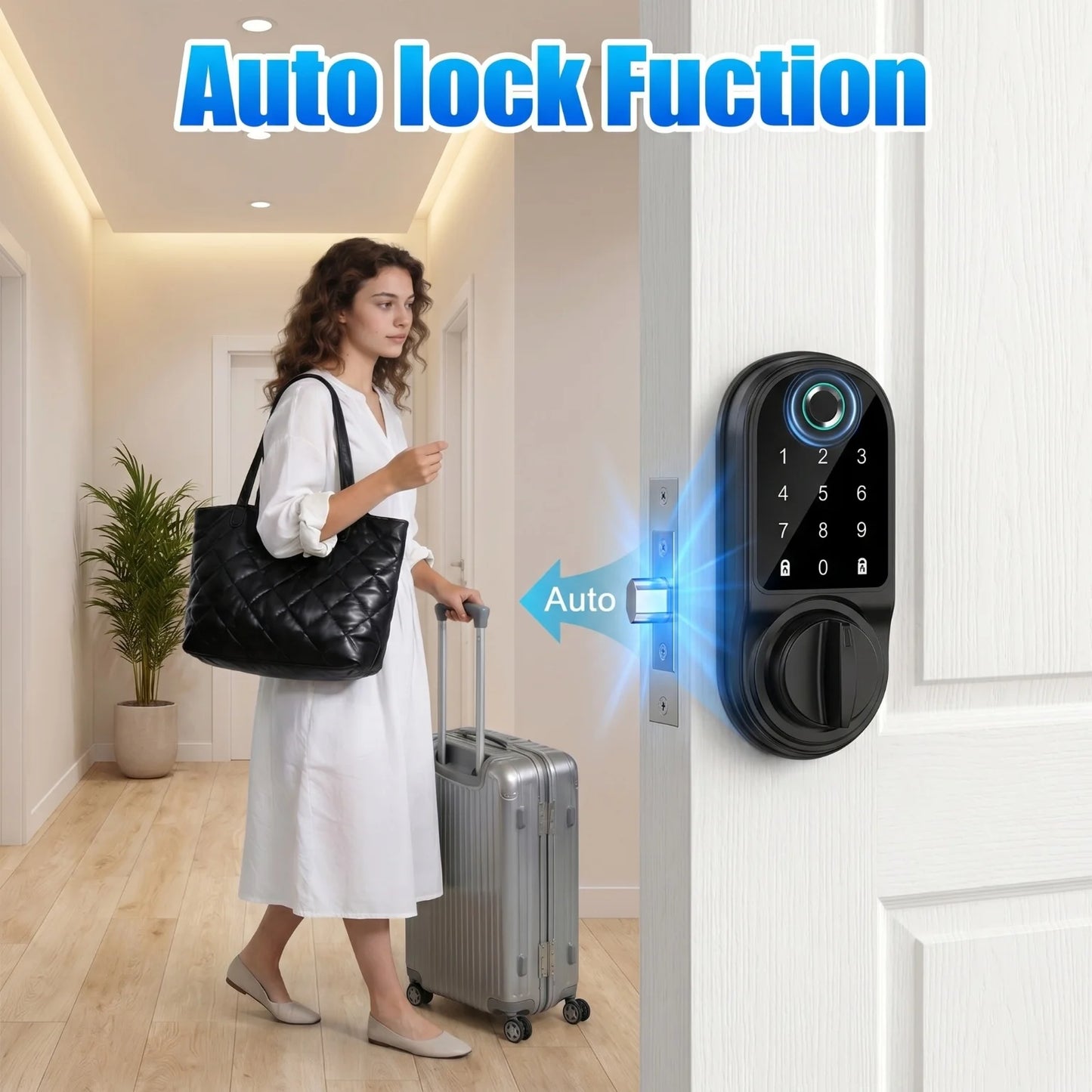 Bluetooth Smart Deadbolt Lock Keyless Entry Fingerprint Touch Keypad