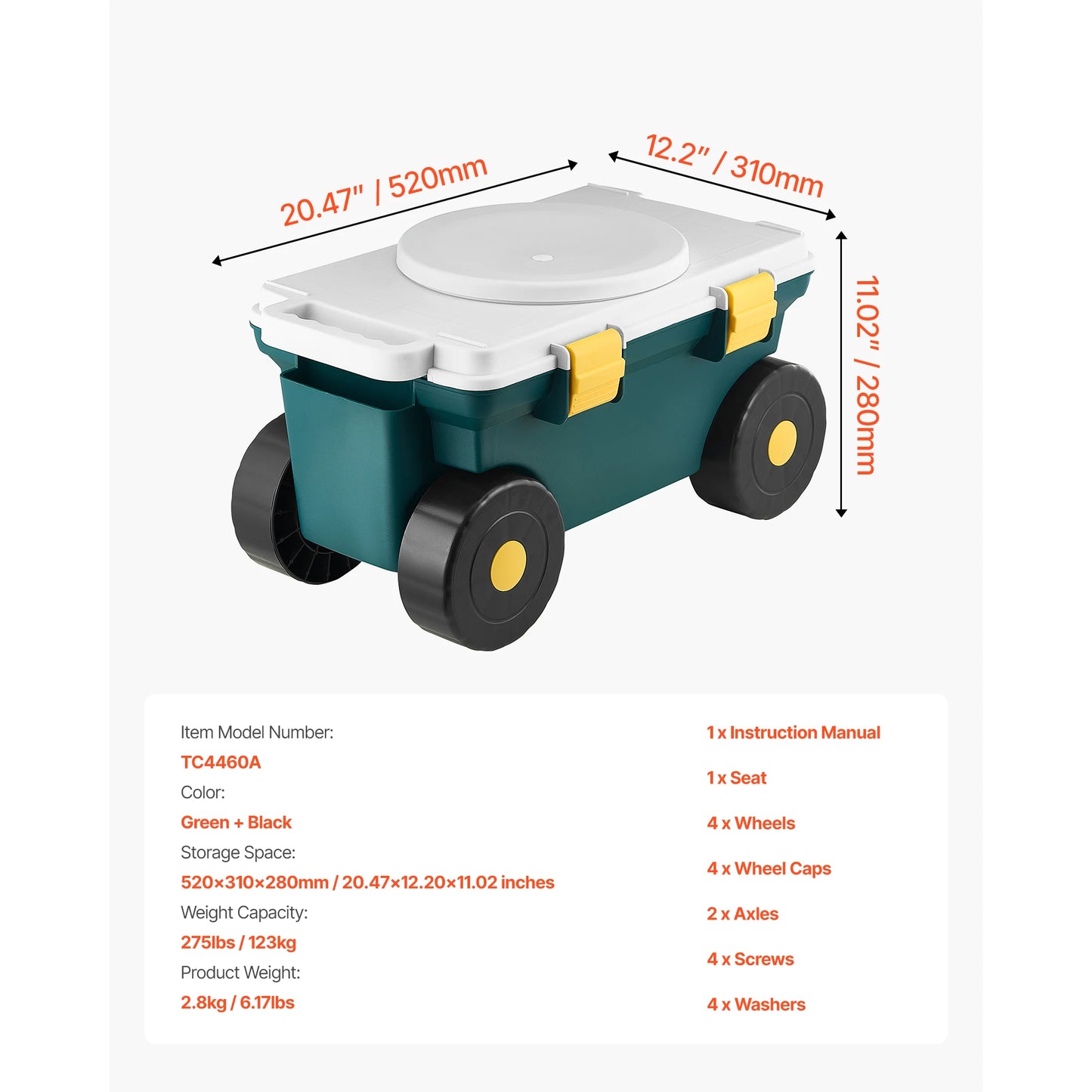 SucceBuy Garden Cart With Seat 2 In 1 Rolling Wagon