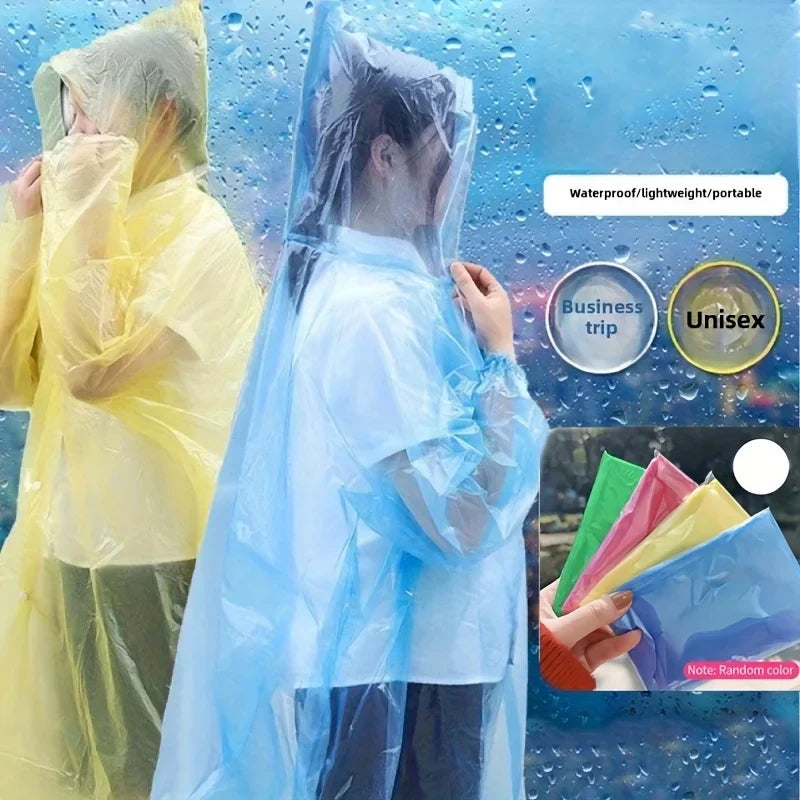 Compact Disposable Rain Poncho For Outdoor Camping And Travel Lightweight