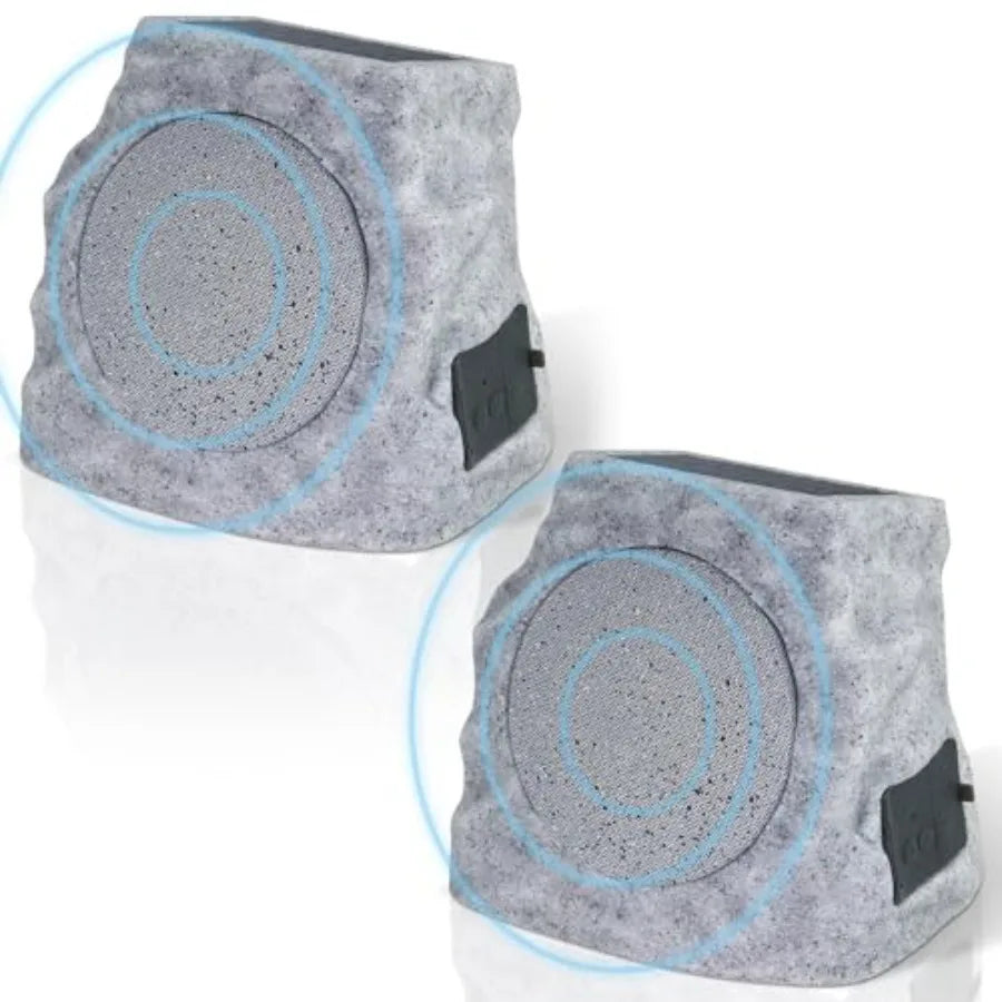 Solar Powered Rock Speakers Outdoor Water-Resistant with 3 Mode Lights and Pair Function USB Rechargeable for Patio Garden Part