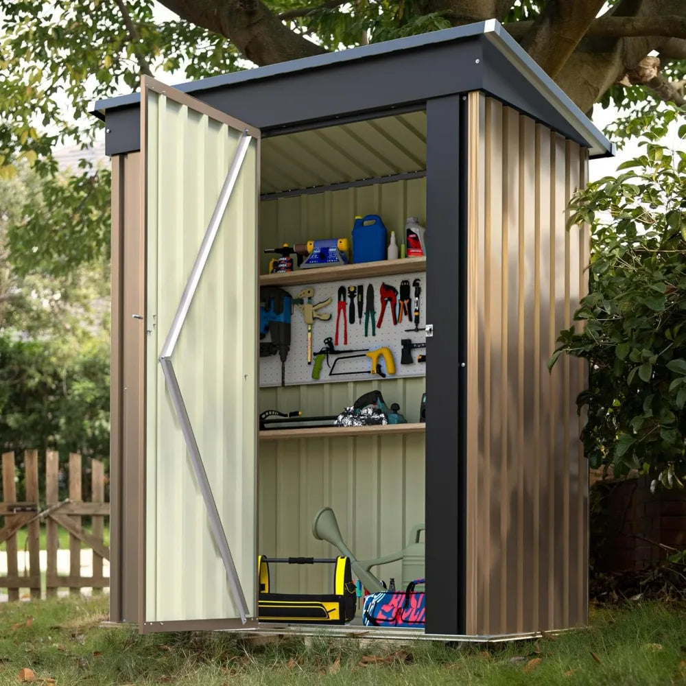 Devoko Outdoor Storage Shed Lockable Metal Garden Shed With Single Door