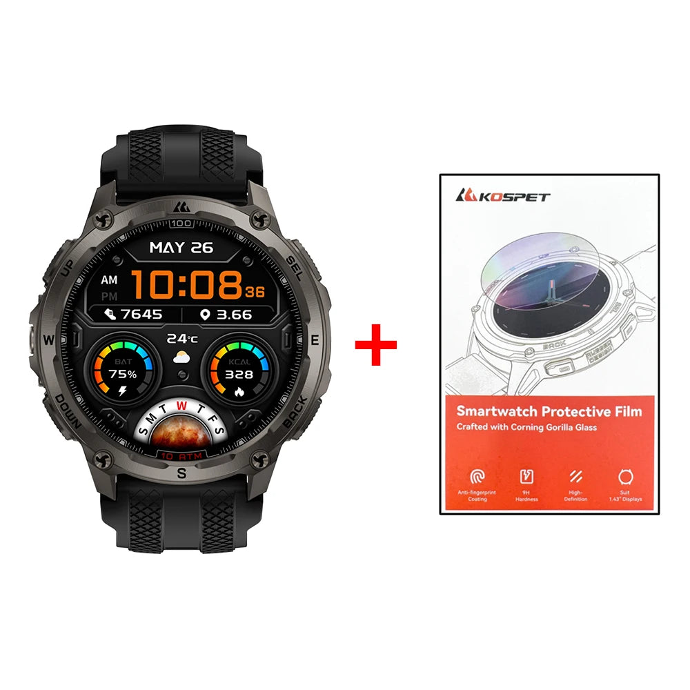 KOSPET Tank T4 Smartwatch for Men GPS Maps 10ATM Waterproof