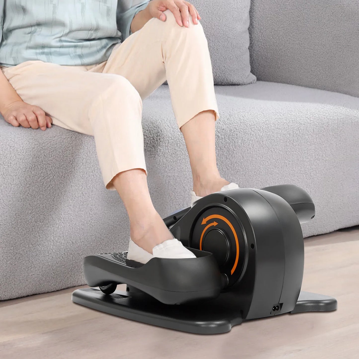 Motorized Elliptical Trainer – Under Desk Seated Pedal Exerciser – Forward+Backward – Auto P1-P3 + 5 Manual Gears – LED Display – Remote Control – 55.12 lbs Per Pedal – No Assembly – for Home Office Senior