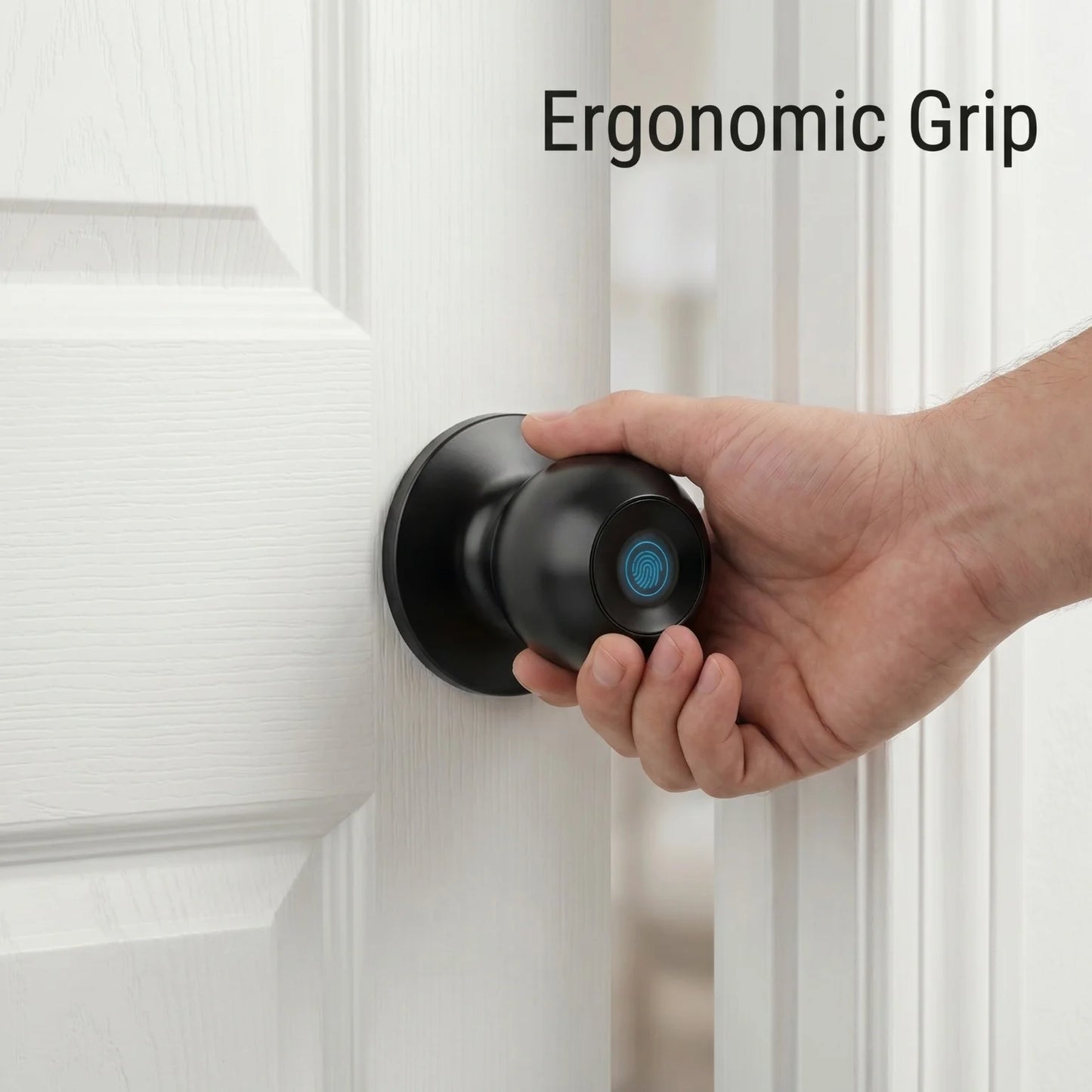 Tuya Smart Fingerprint Door Knob Lock WiFi App Remote Control Keyless Entry Smart Door Lock Temporary Password Unlock Biometric Round Knob Lock for Bedroom Apartment Office