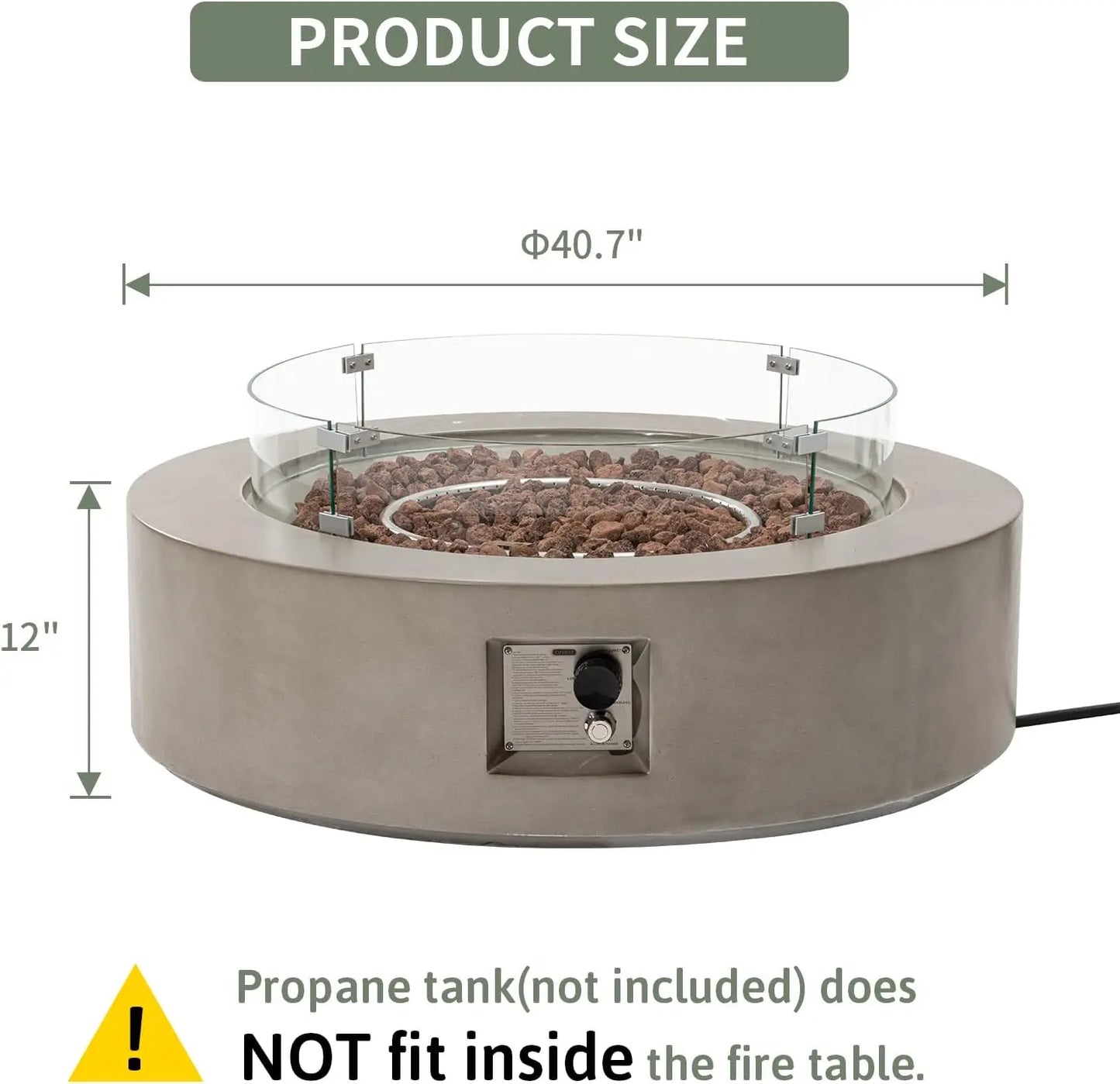 Outdoor Propane Fire Pit Coffee Table With 50000 BTU Stainless Steel Burner