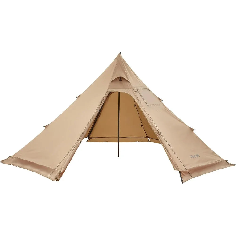 VEVOR Hot Tent, Camping Tipi Hot Tents with Stove Jack, Portable Winter Camping Tents with Snow Skirt, Easy Setup