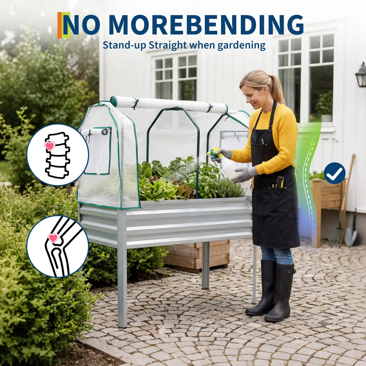 HiMISS Galvanized Metal Raised Garden Bed With Greenhouse Cover