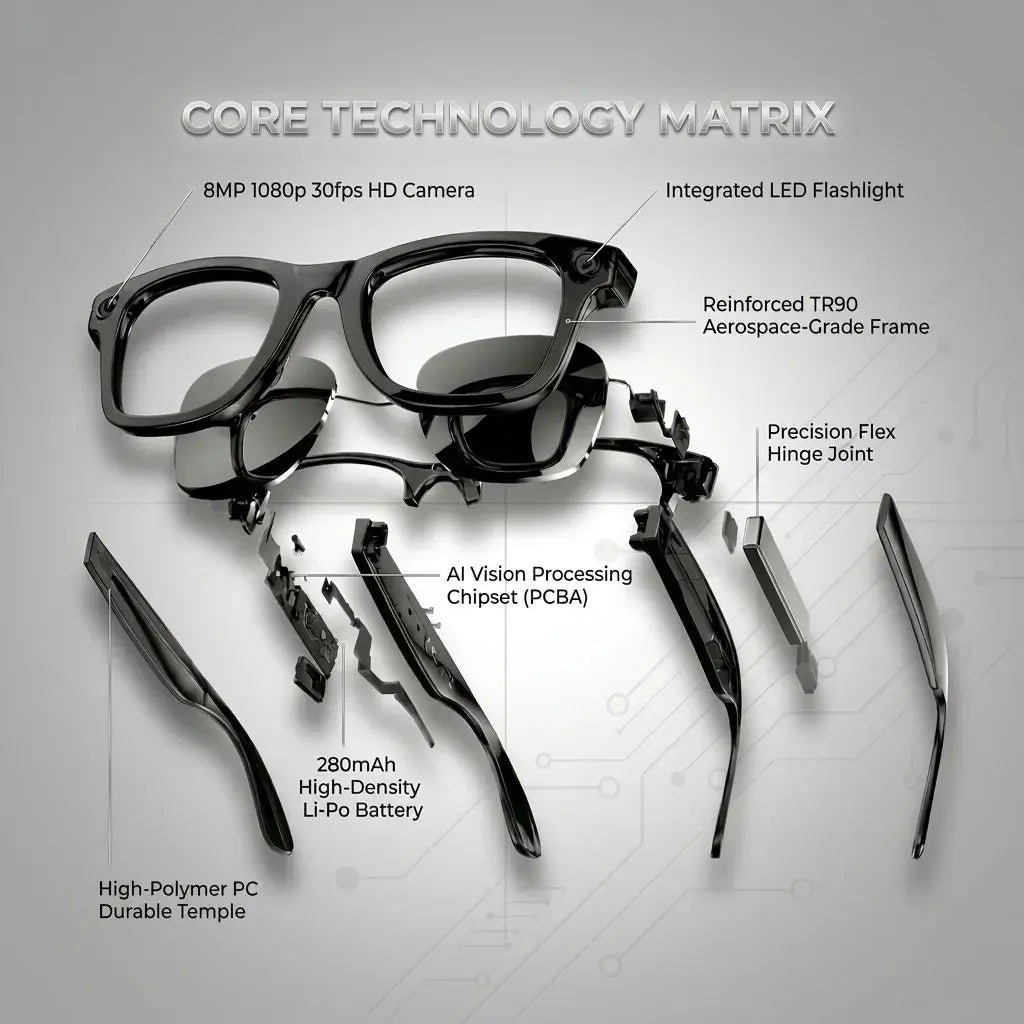 Smart Glasses GS4 MAX Dual Lenses 8MP 1080p Video Camera