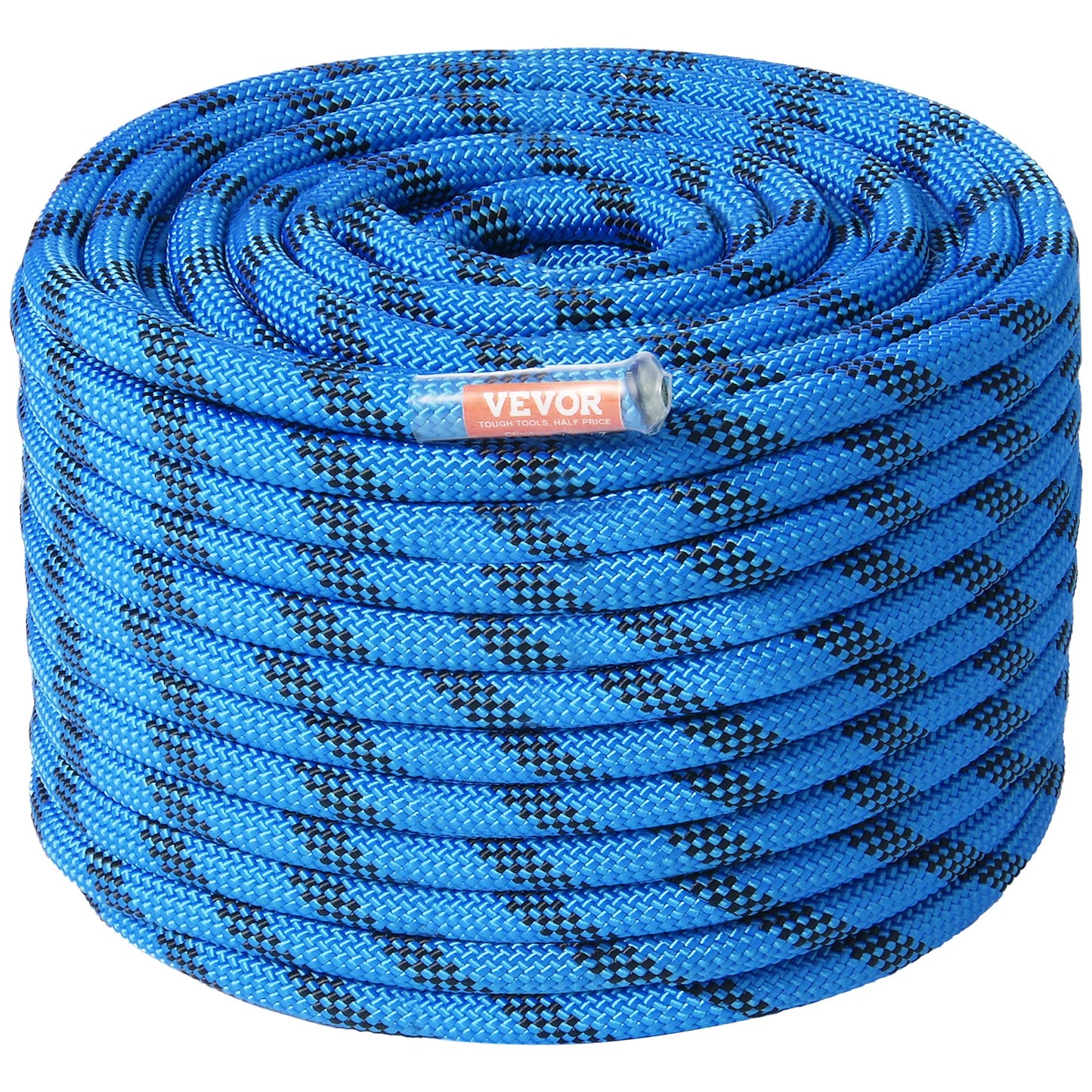 VEVOR Static Climbing Rope 32 Kilonewton Breaking Strength With Steel Snap Hooks