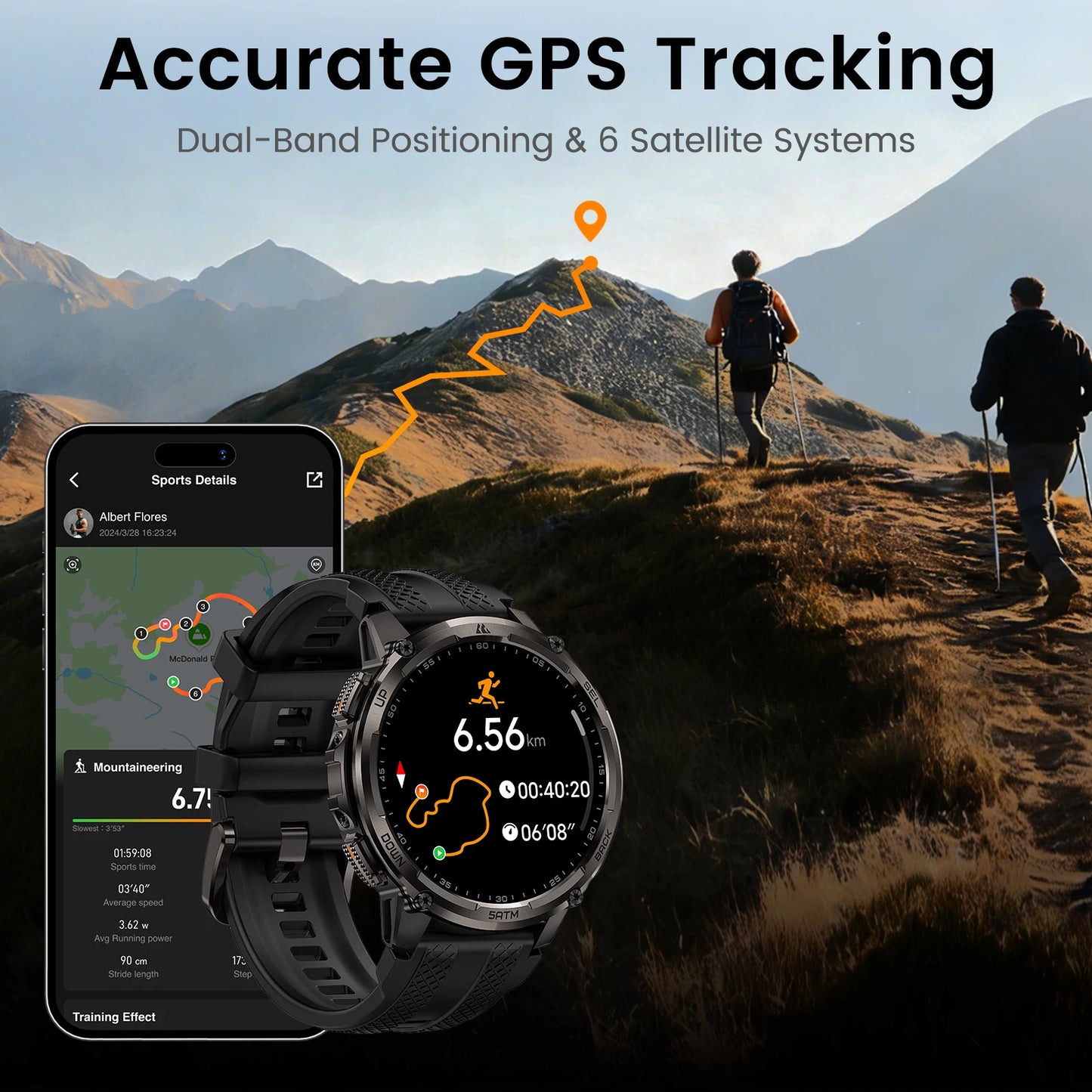 Kospe Tank T4C Smartwatch Rugged Outdoor GPS Health Tracker