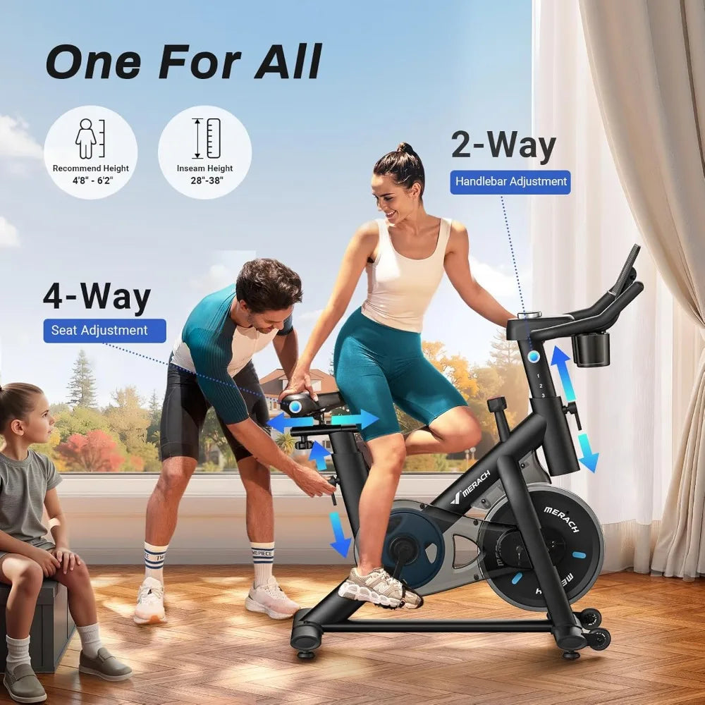 Magnetic Exercise Bike with Brake Pad & App, Low Noise Indoor Cycling Bike, 300lbs Capacity, Tablet Mount & Fitness Courses