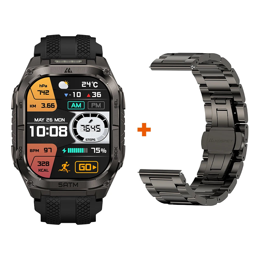 KOSPET Tank M4C Rugged Military GPS Smartwatch With Flashlight