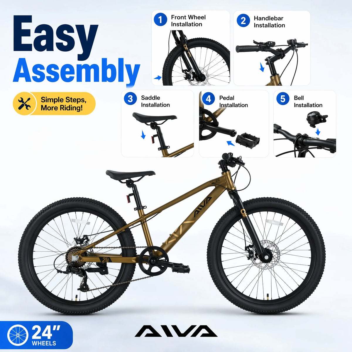 Aluminum Frame 7 Speed Hardtail Mountain Bike With Disc Brakes